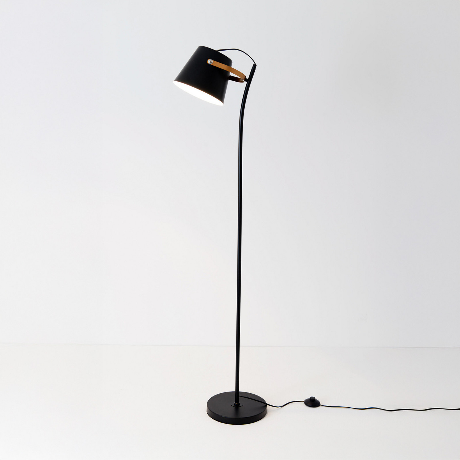 Holländer Lampadar ESPERTO negru înălțime 143 cm metal E27 - Camera de zi / sufragerie - negru mat-auriu