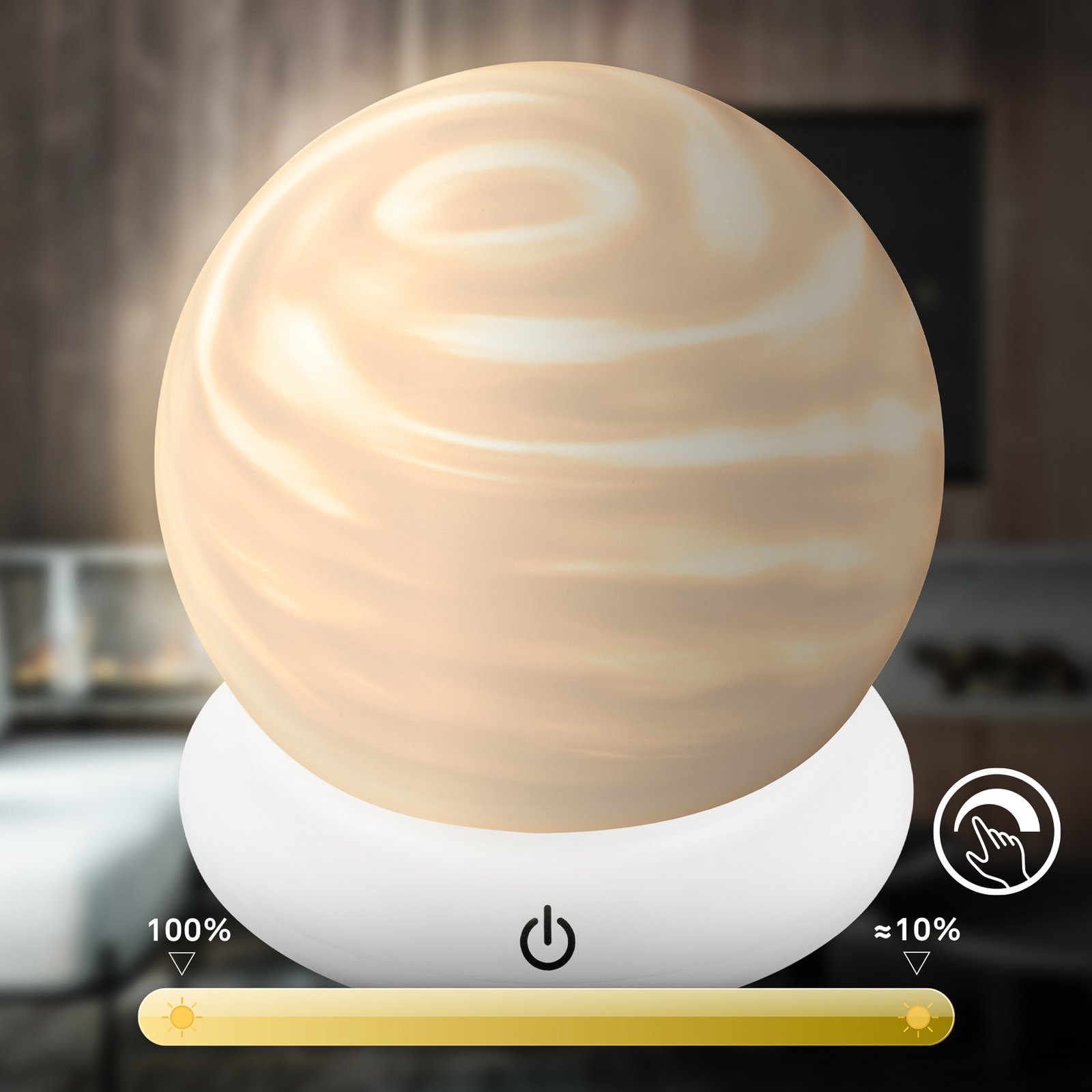 LED акумулаторна настолна лампа LUSTRO, бяла, Ø 15 cm, RGBW, touchdim