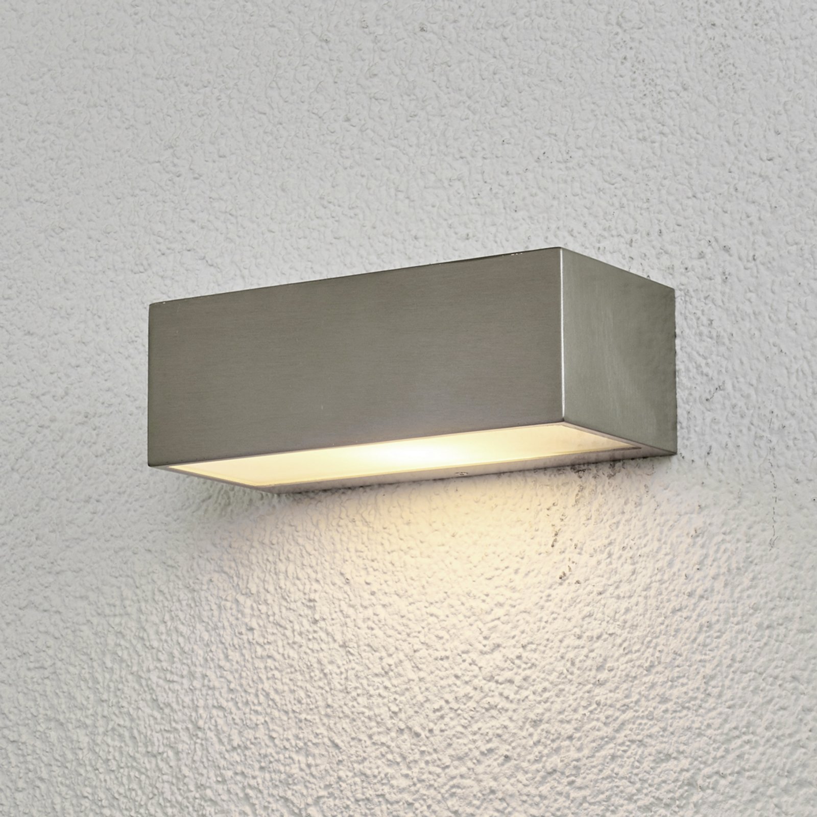 Lindby Stainless steel outdoor wall light Leonora, stainless steel, glass, E27, 60 W, energy efficiency: A++, W: 20 cm, H: 7 cm