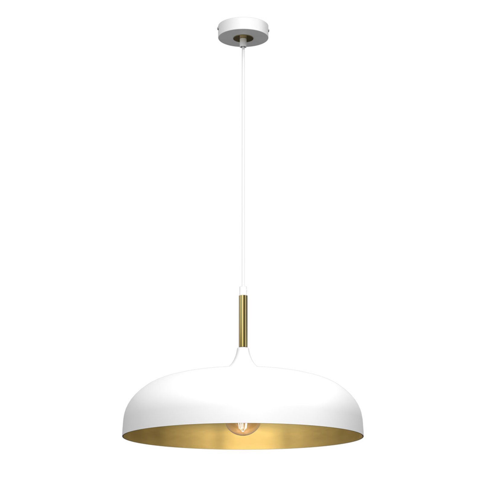 Lincoln pendant light, white/gold Lights.co.uk