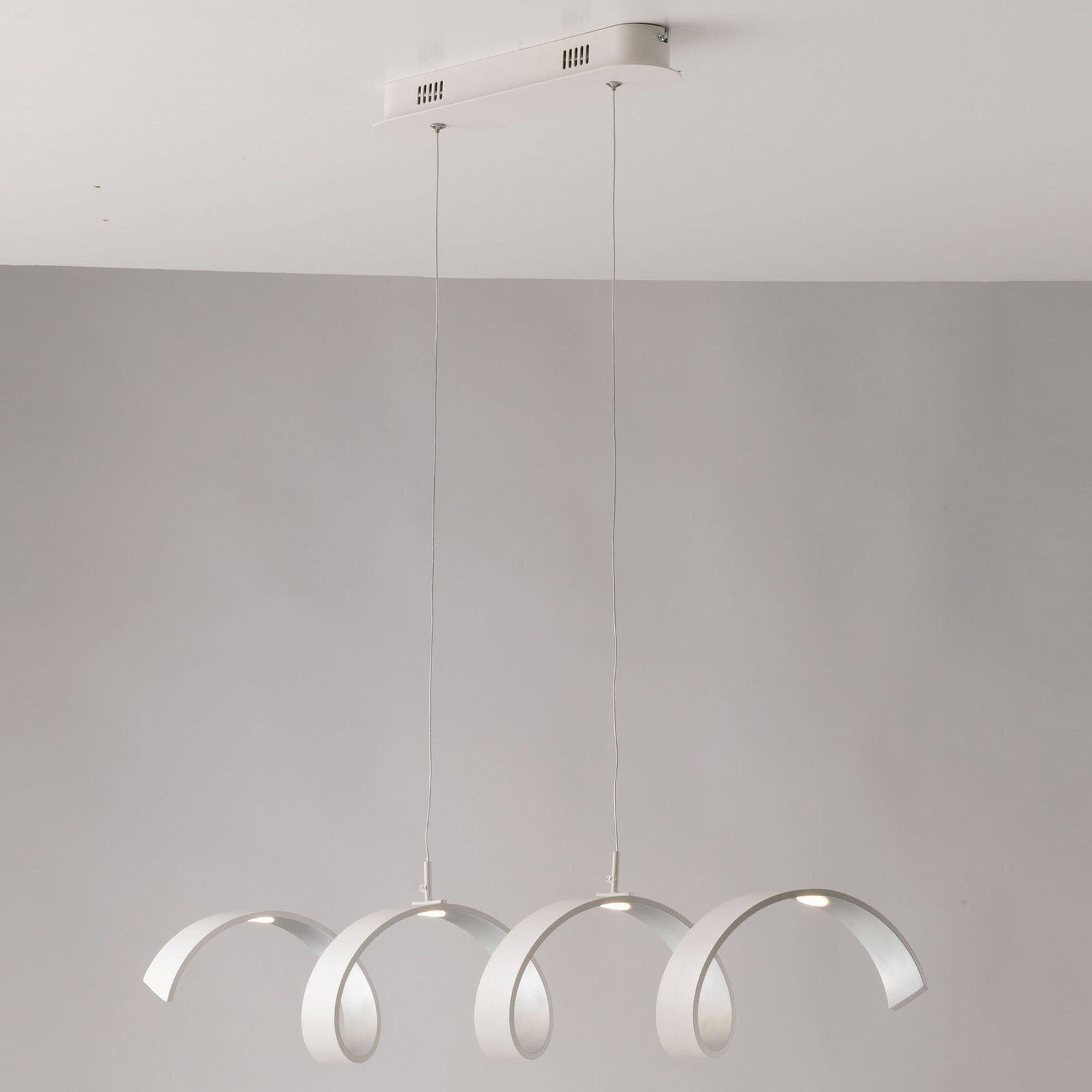 LED-Hängeleuchte Helix, weiß-silber