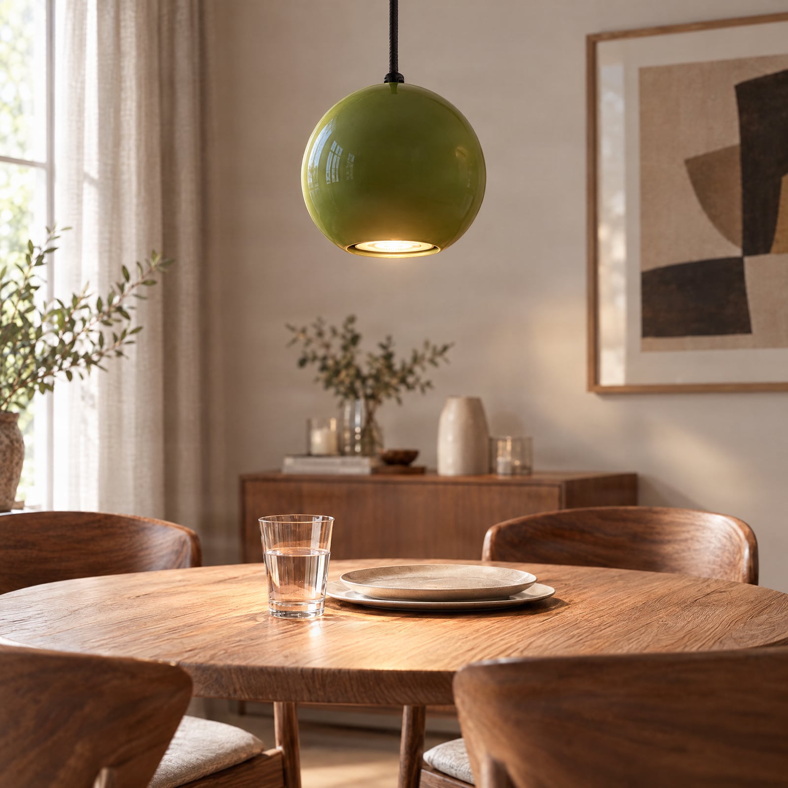 Ceramic Ball Hanging Light, Ø 12 cm, green ceramic - SIGMA Ceramic Ball Hanging Light, Ø 12 cm, green ceramic - SIGMA