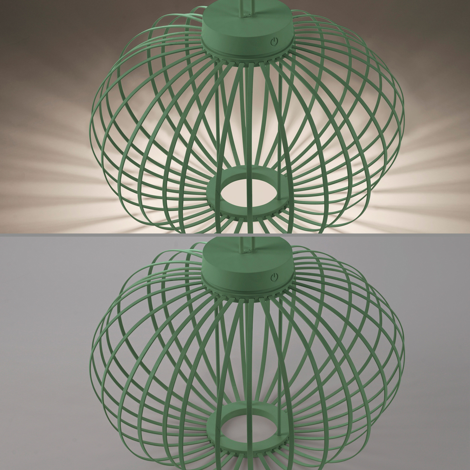 JUST LIGHT. Akuba lámpara de mesa LED recargable, verde, 37 cm, bambú