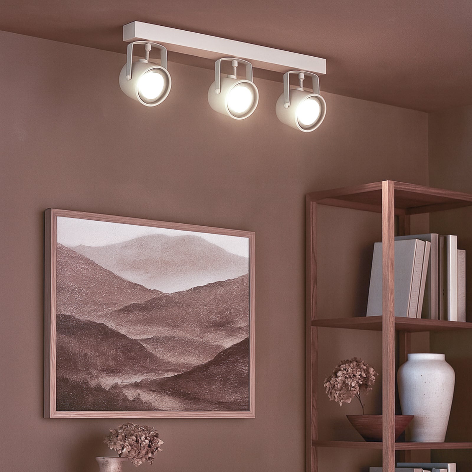 Spot pour plafond Canico, à 3 lampes, crème