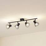 Lindby ceiling light Piena, black, 4-bulb, metal, 70cm