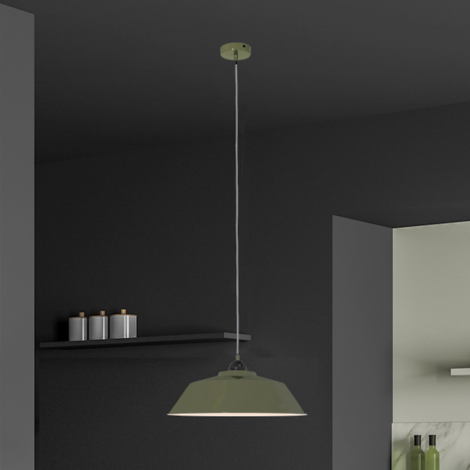 Mexlite Lampă suspendată Nove verde interior alb metal E27 - Bucătărie