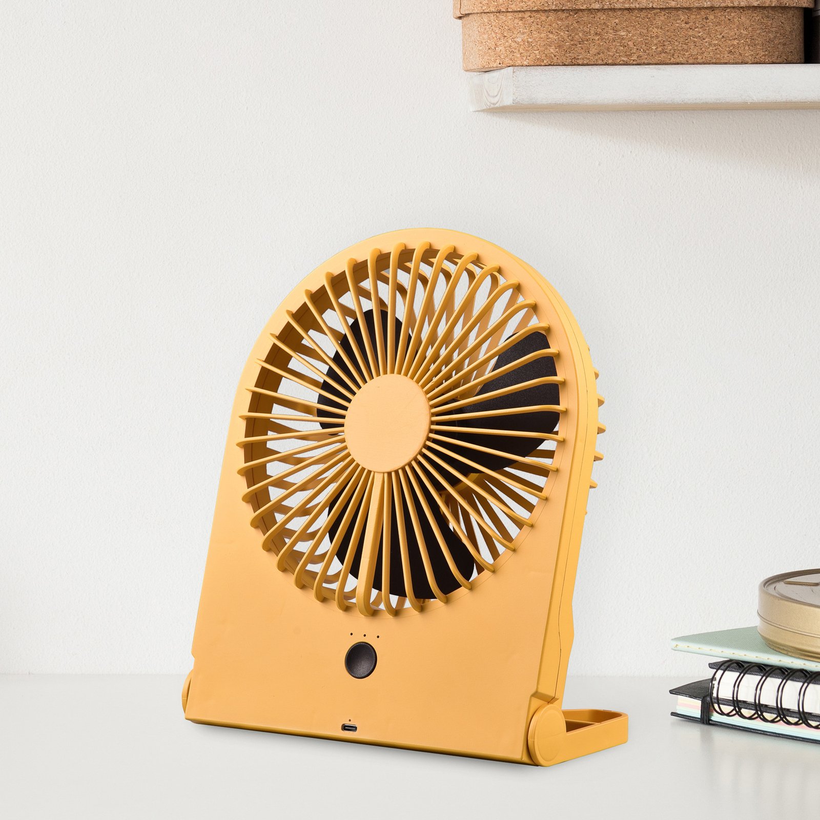 Breezy rechargeable table fan, yellow