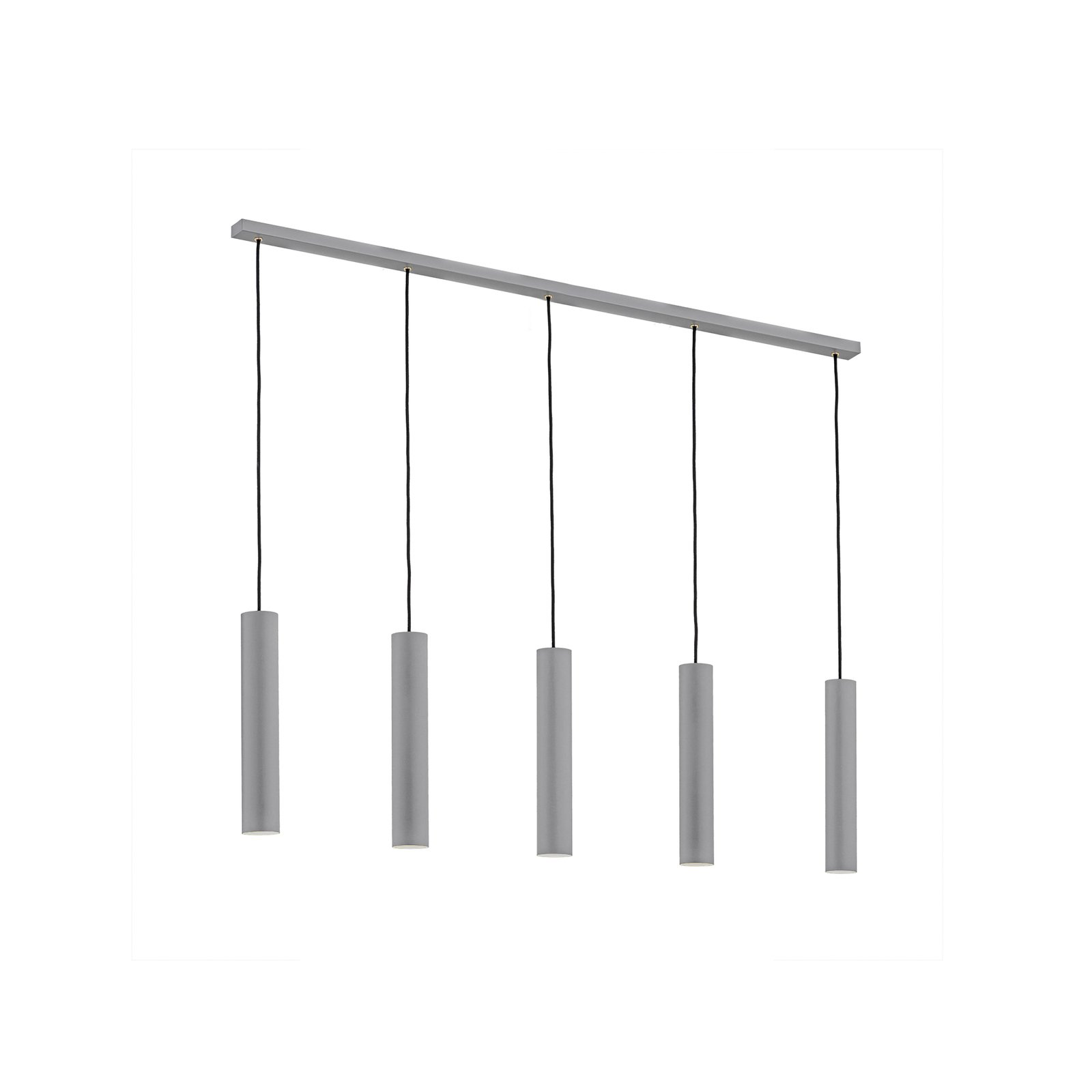 Suspension Brenta, gris, acier, longueur 110 cm, à 5 lampes