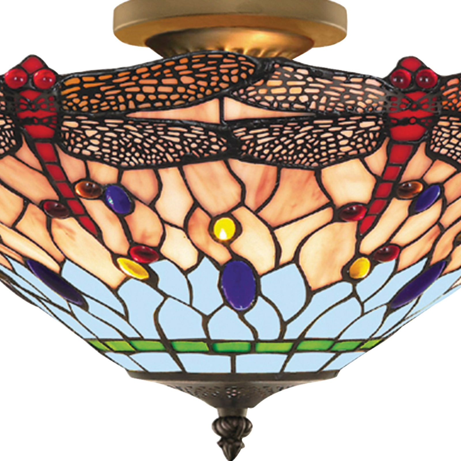 Szitakötő mennyezeti lámpa Tiffany stílusban