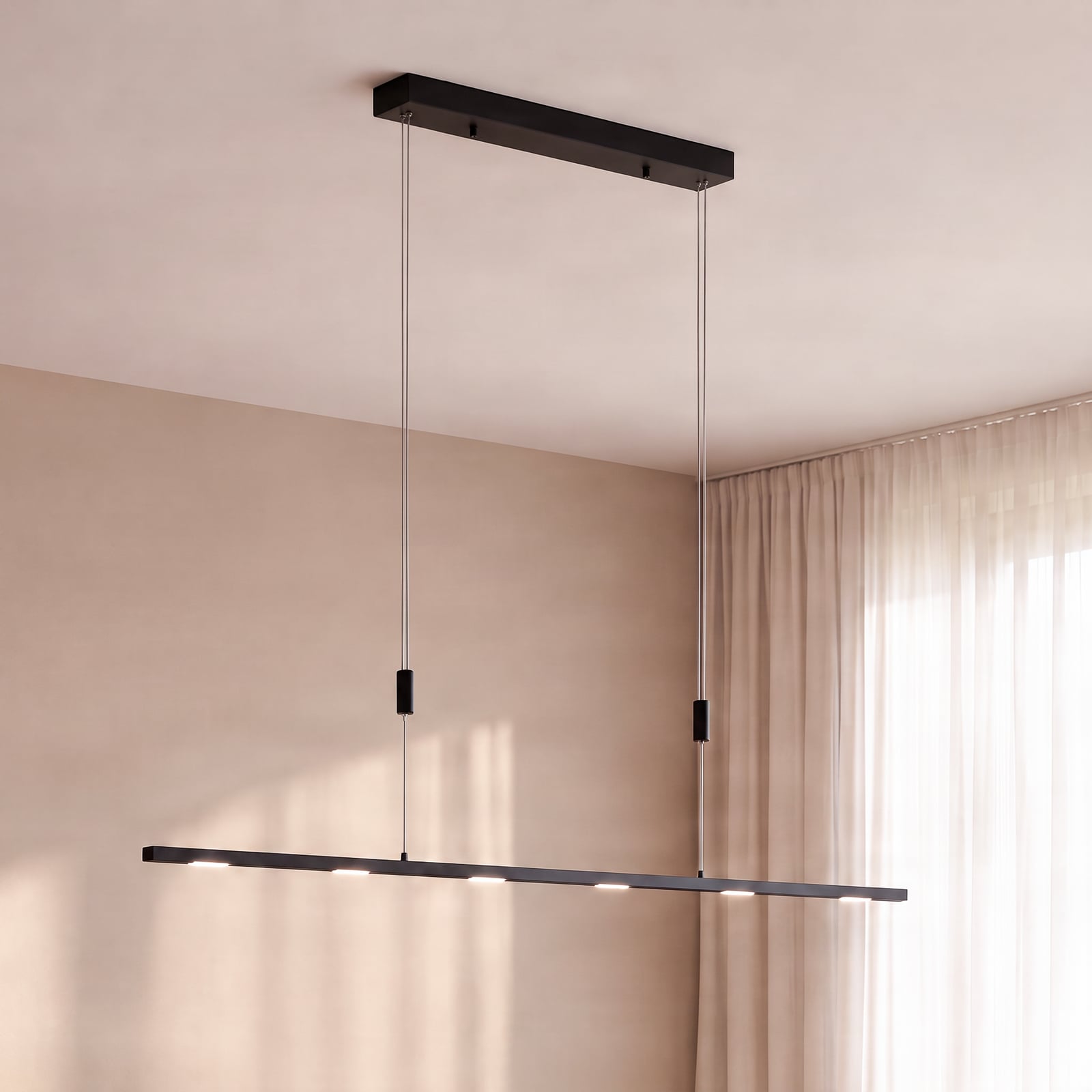 Lucande LED-pendellampe Stakato, 120 cm, 6 lyskilder, dimbar