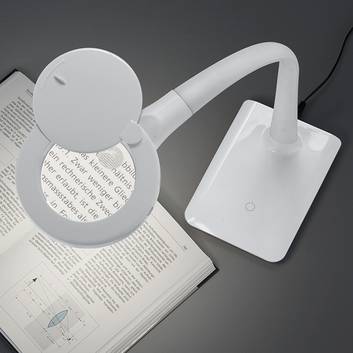 Z podstawą - lampa LED Lupo z lupą, biała