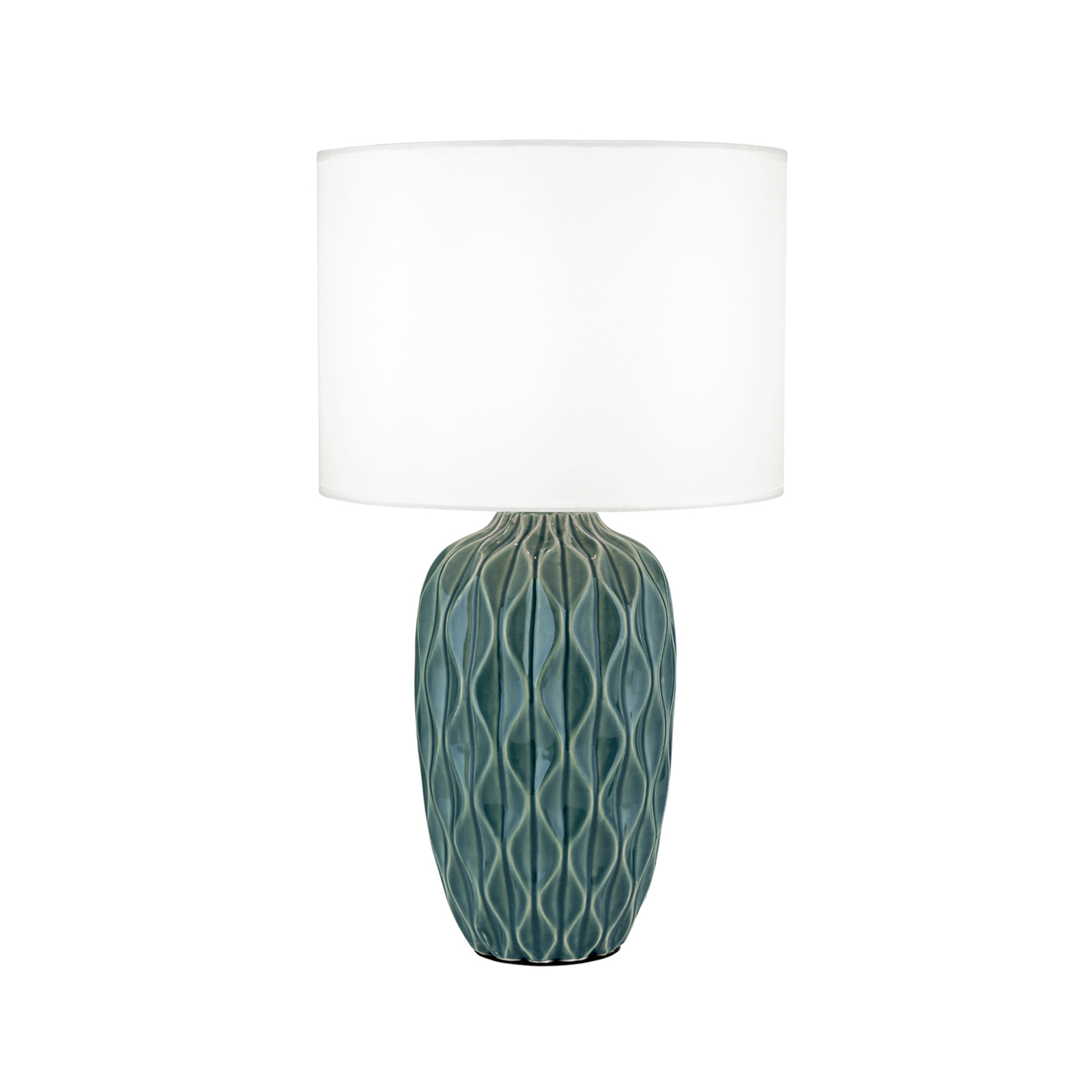 Tortuga table lamp, green/white, height 49.5 cm, ceramic/linen