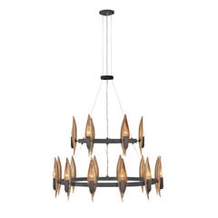 Lámpara colgante Willow, negro-oro, 18 luces