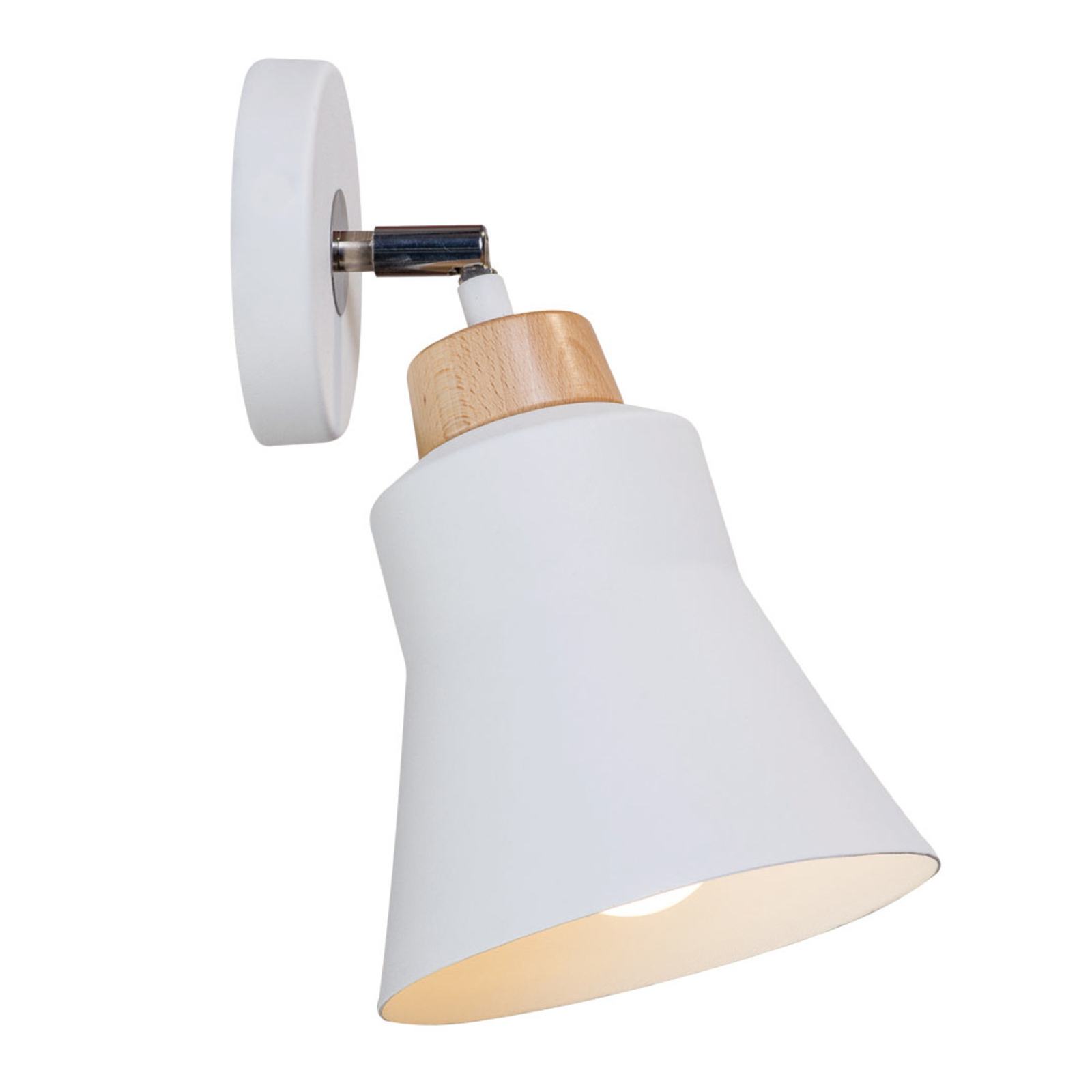 Lis Poland Wood wall light, metal lampshade, white, for Living / Dining Room, metal, wood, E27, 40 W, energy efficiency: A++, W: 17 cm, H: 25 cm