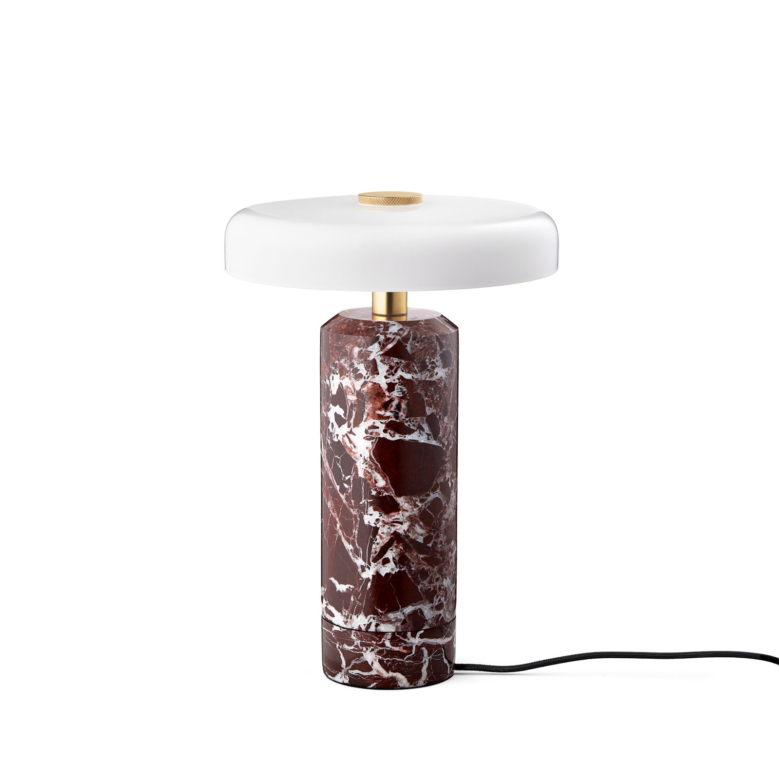 Trip LED genopladelig bordlampe, rød/hvid, marmor, glas, IP44