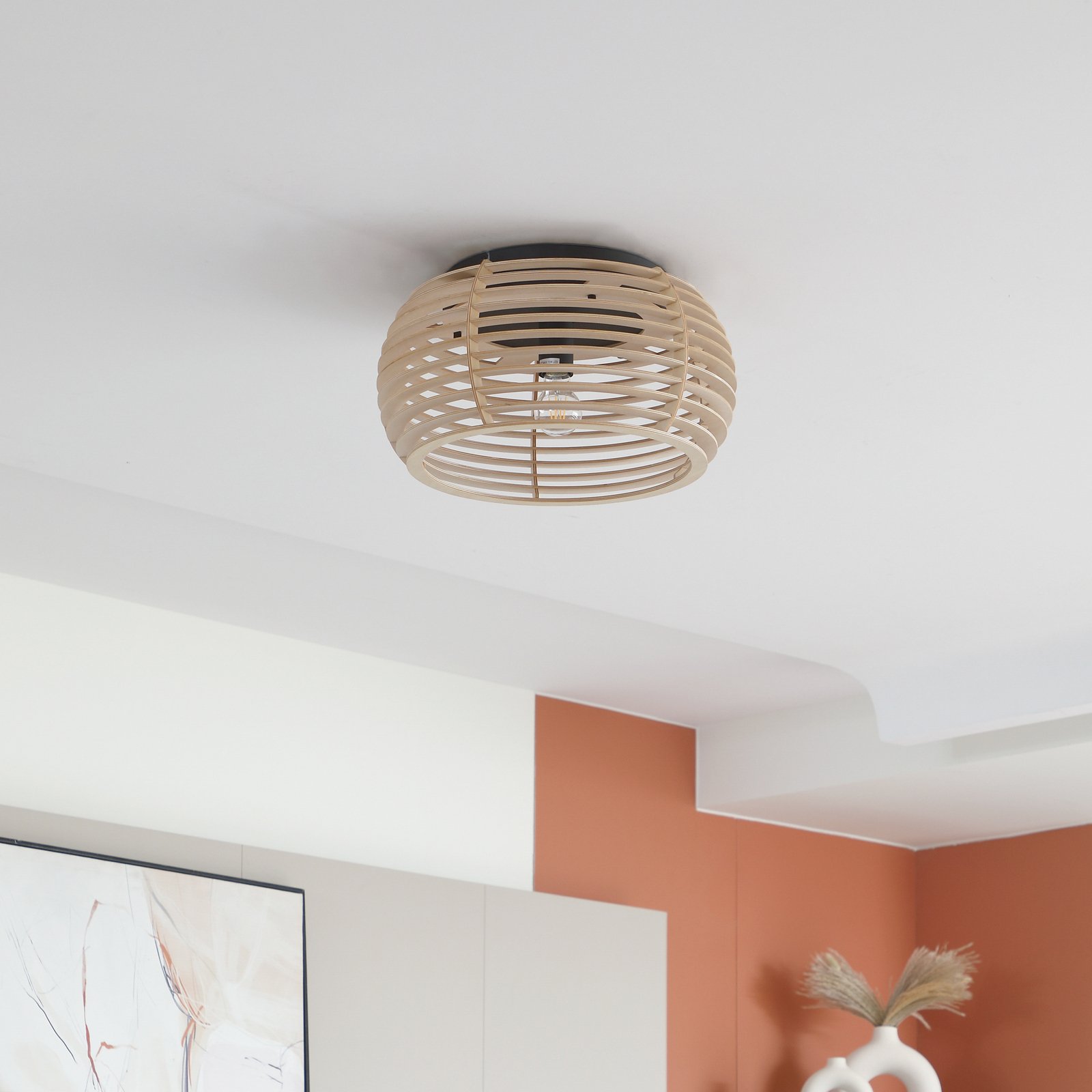 Ediz Ceiling Lamp Wood/Black - Lindby