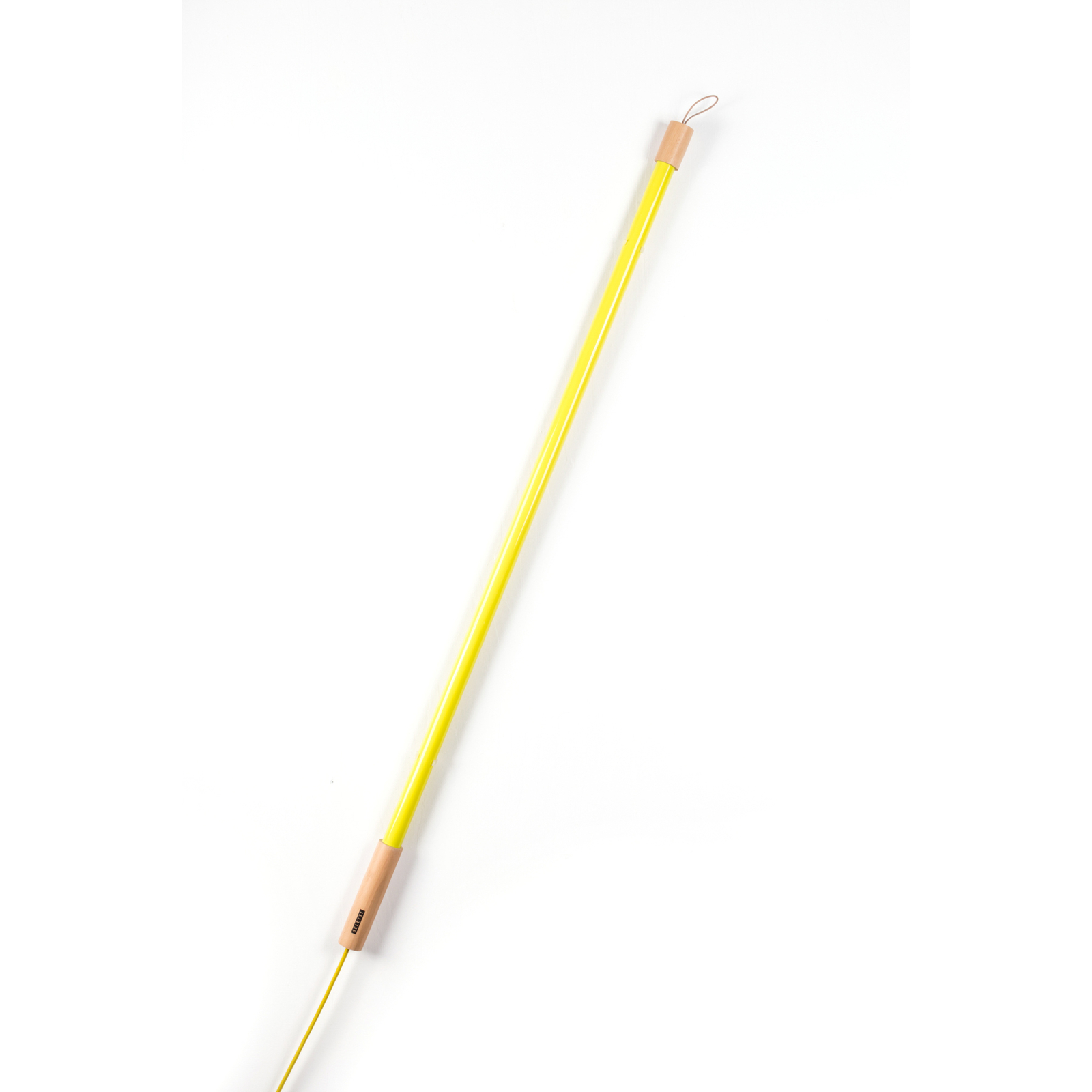LED vloerlamp Linea met hout, geel