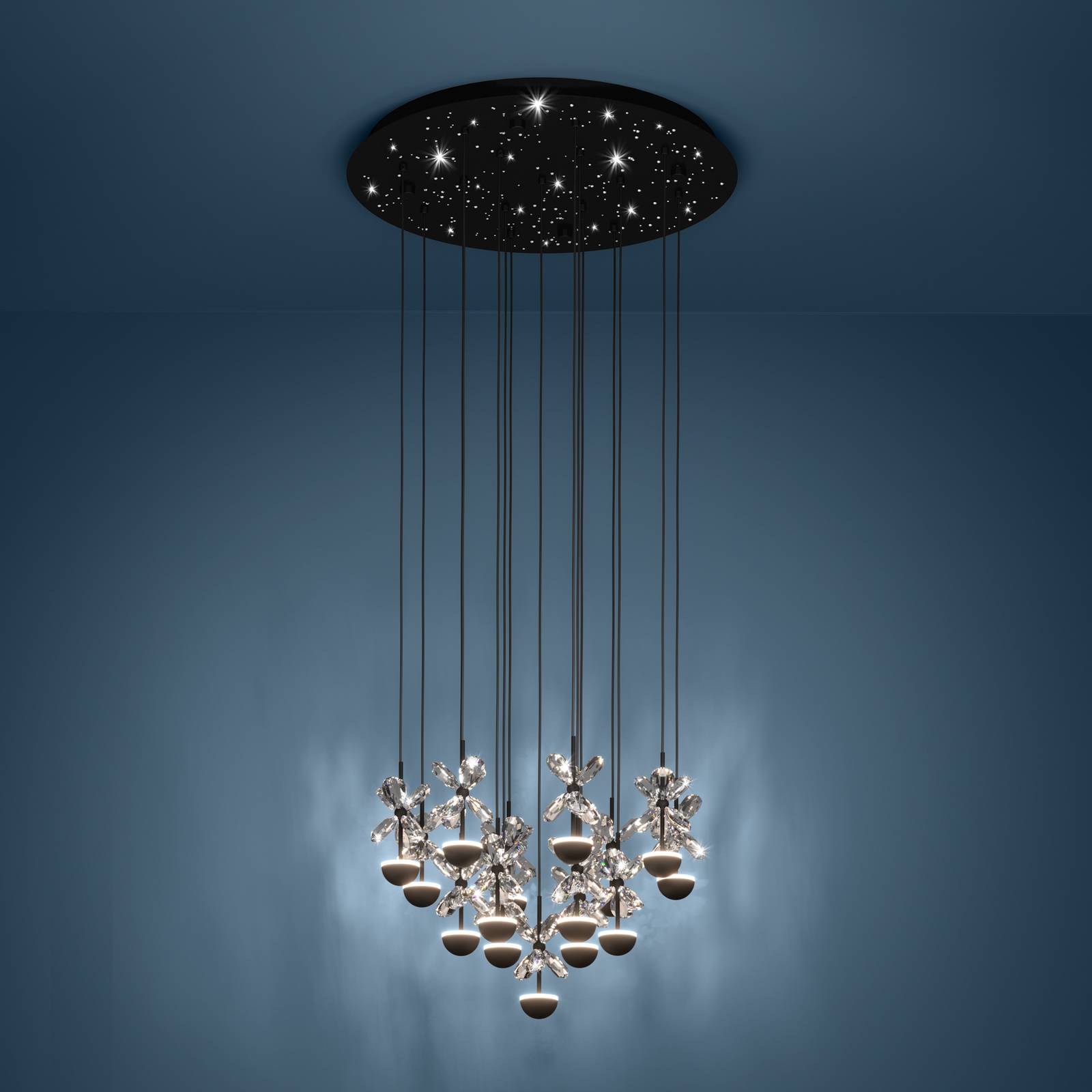 EGLO Stars Of Light Żyrandol LED Pianopoli czarny Ø 50 cm