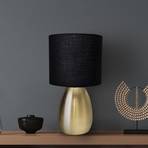 Stolová lampa Aurum textilné tienidlo čierna/zlatá