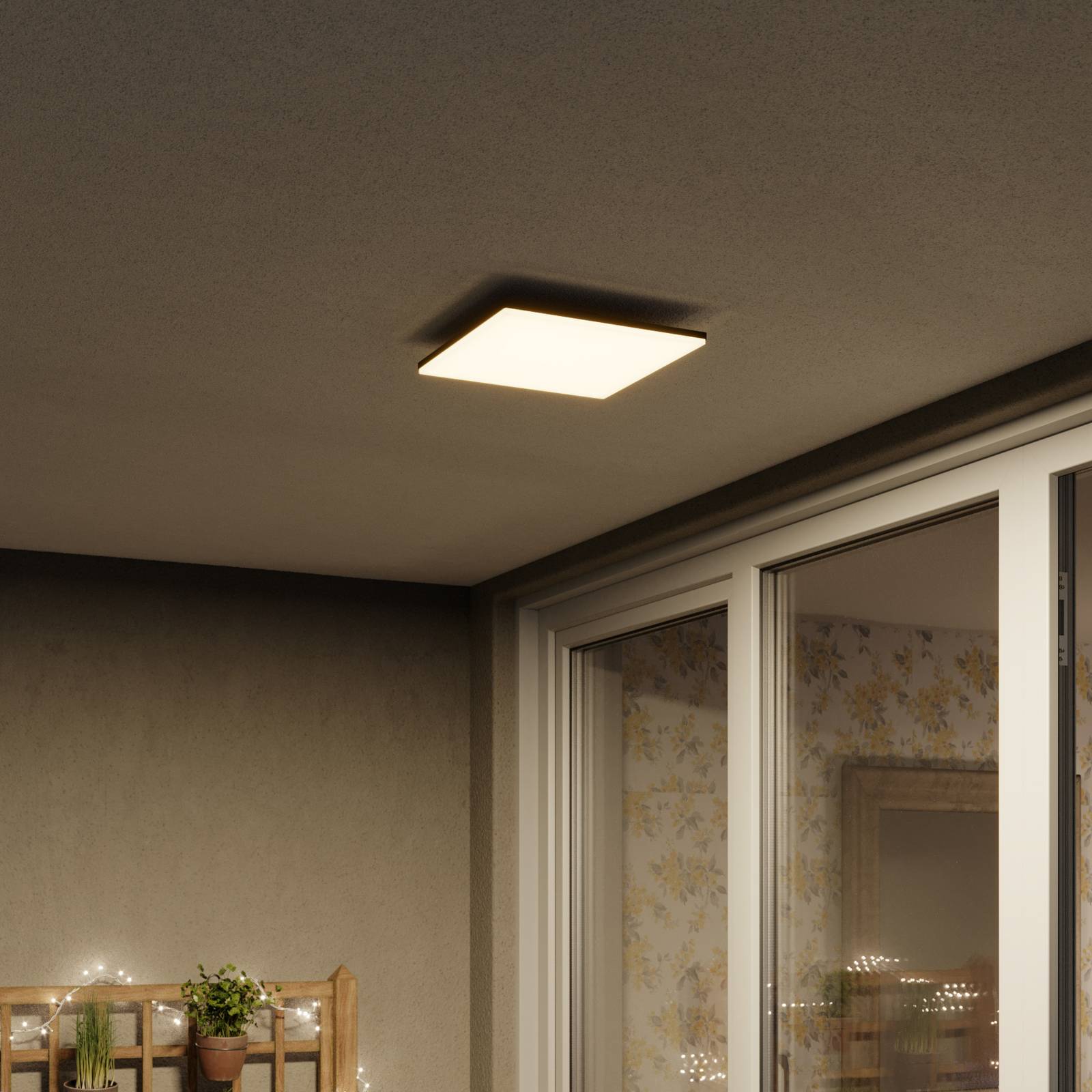 Lucande Kvadratisk LED-taklampa Henni för utomhusbruk