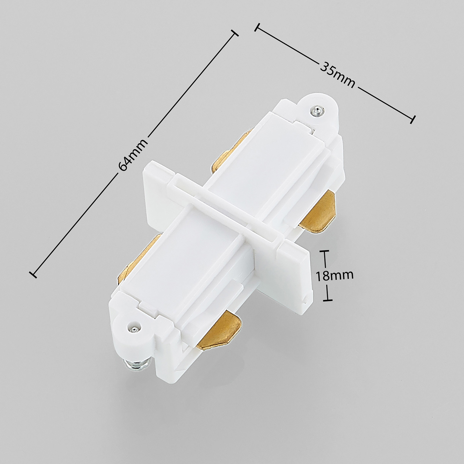 Conector central para sistema de riel, blanco