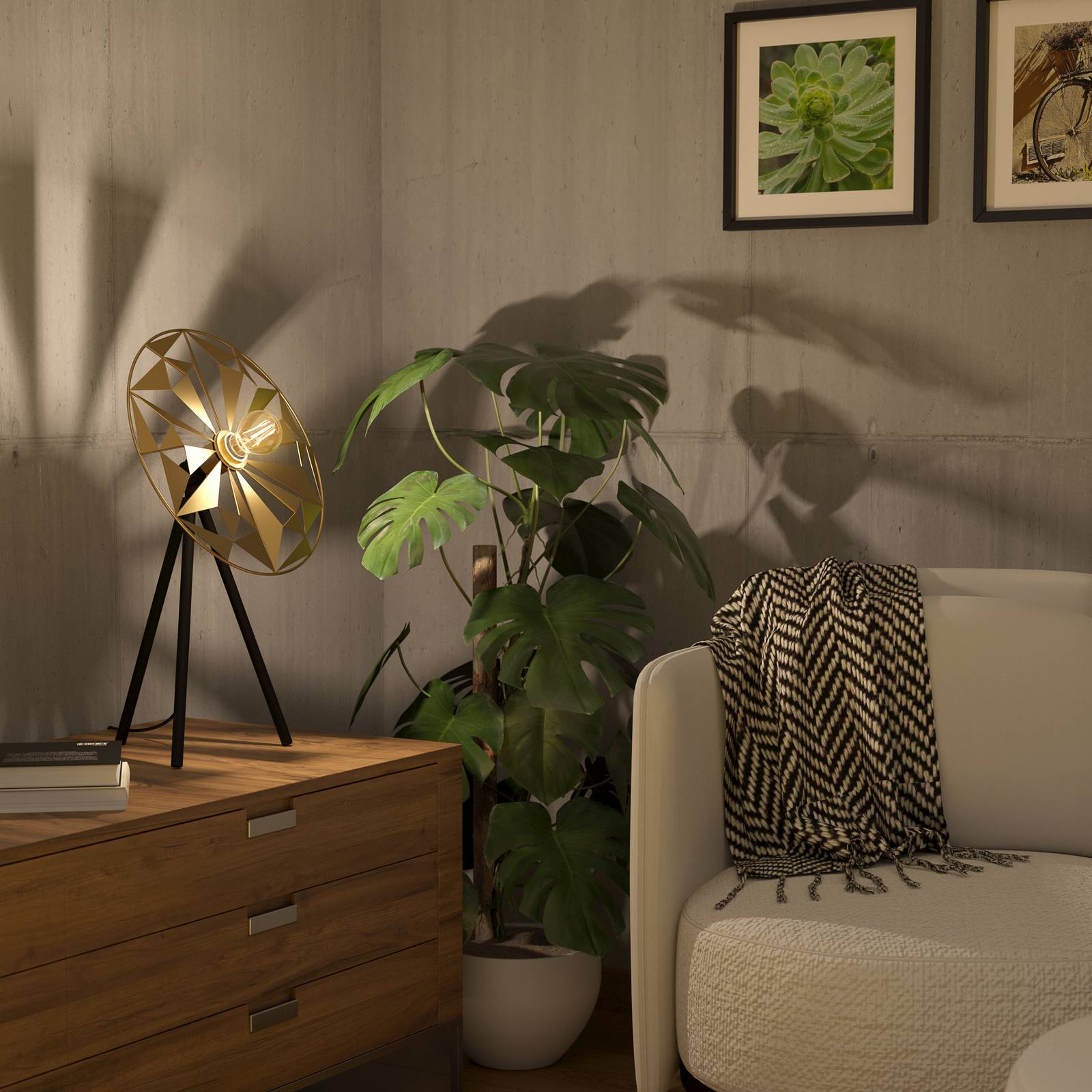 Tischleuchte Castanuelo, schwarz/gold günstig online kaufen