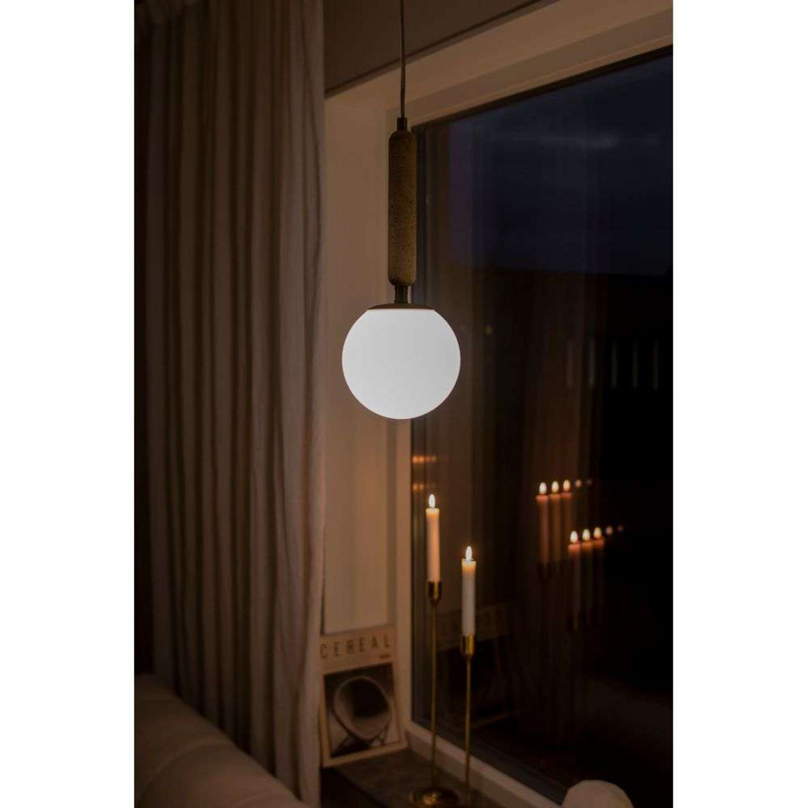 Globen Lighting Lampă suspendată Torrano Ø 15 cm Travertin - Camera de zi / sufragerie - Design - bej alb alamă periată - Sticlă