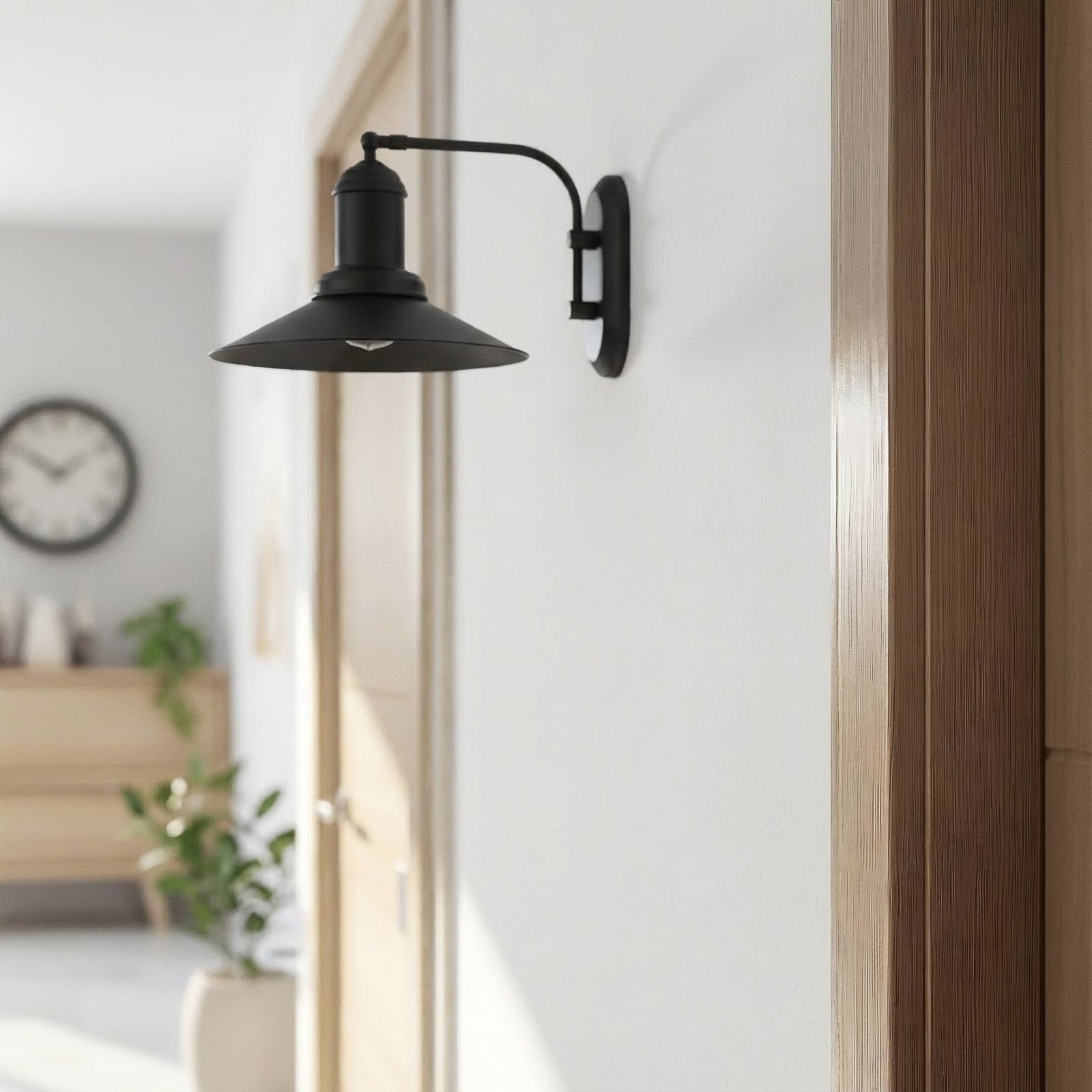 Aplică de perete Lorato, negru, înălțime 25 cm, metal, E27