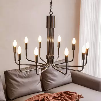 Gubi Howard Chandelier - 6 Arm, Gunmetal by Space Copenhagen