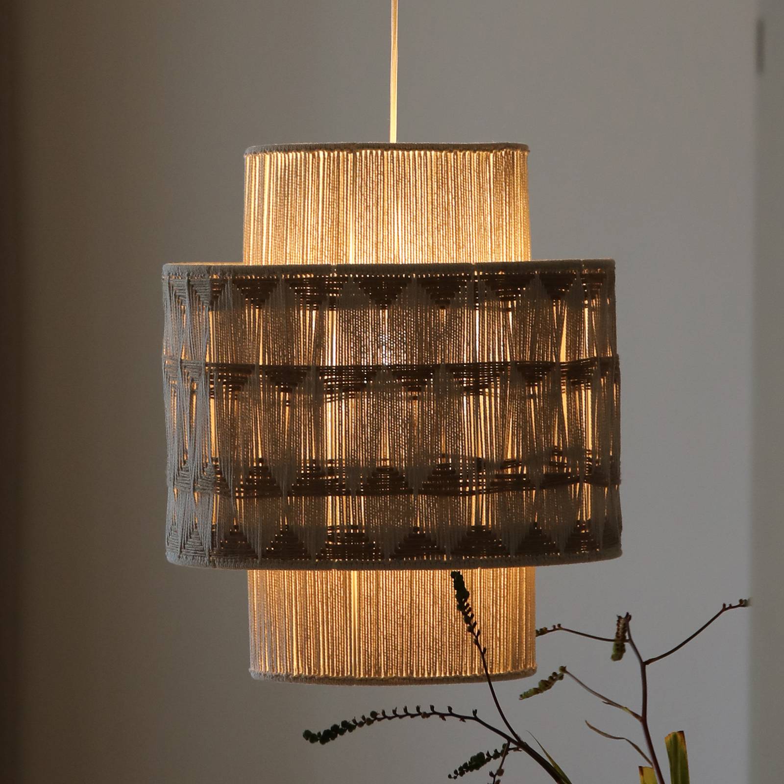 Hängeleuchte Ano, Ø 45 cm, Textil, beige/braun günstig online kaufen