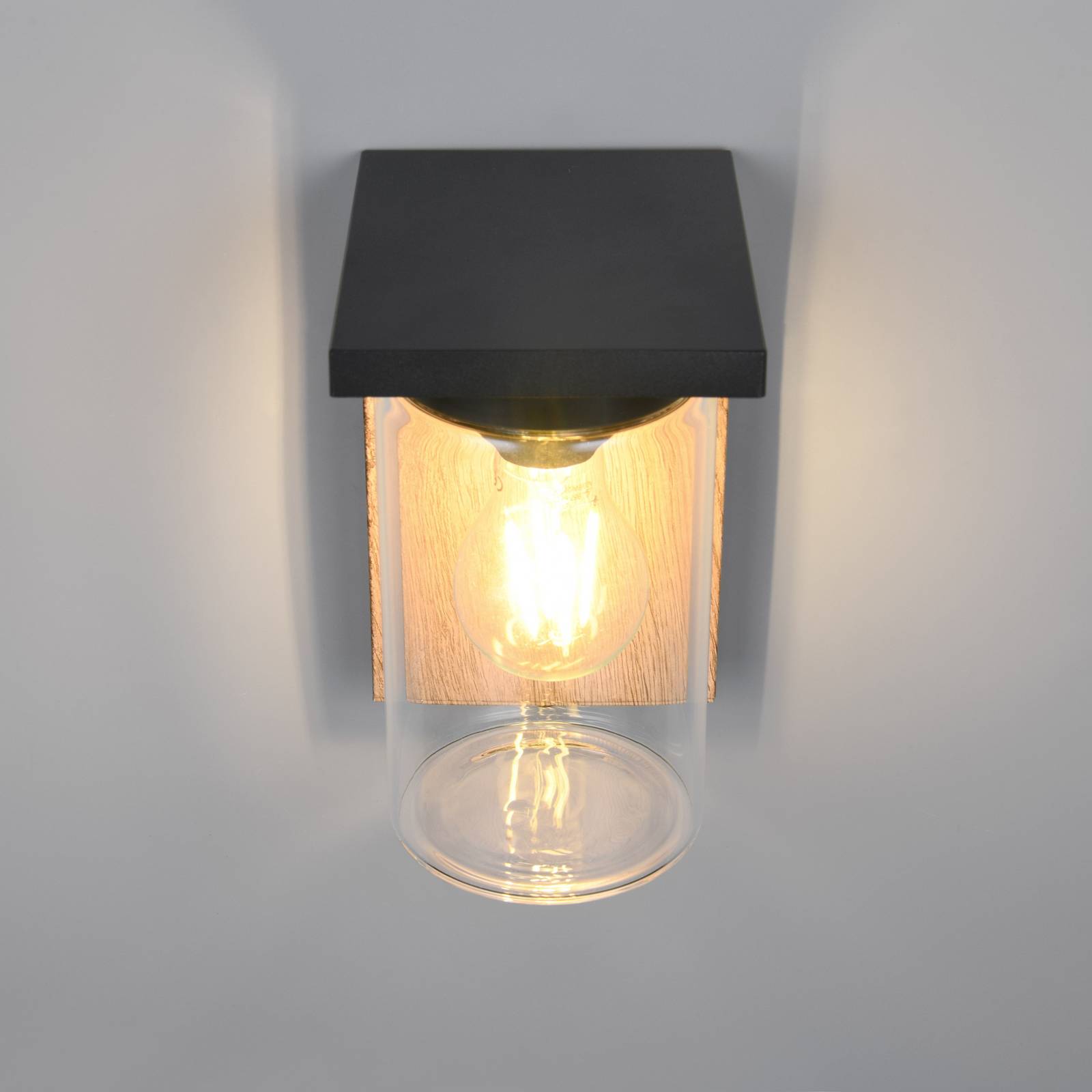 Außenwandlampe ARDILA, Holzoptik Höhe 19 cm Metall/Glas IP44 günstig online kaufen