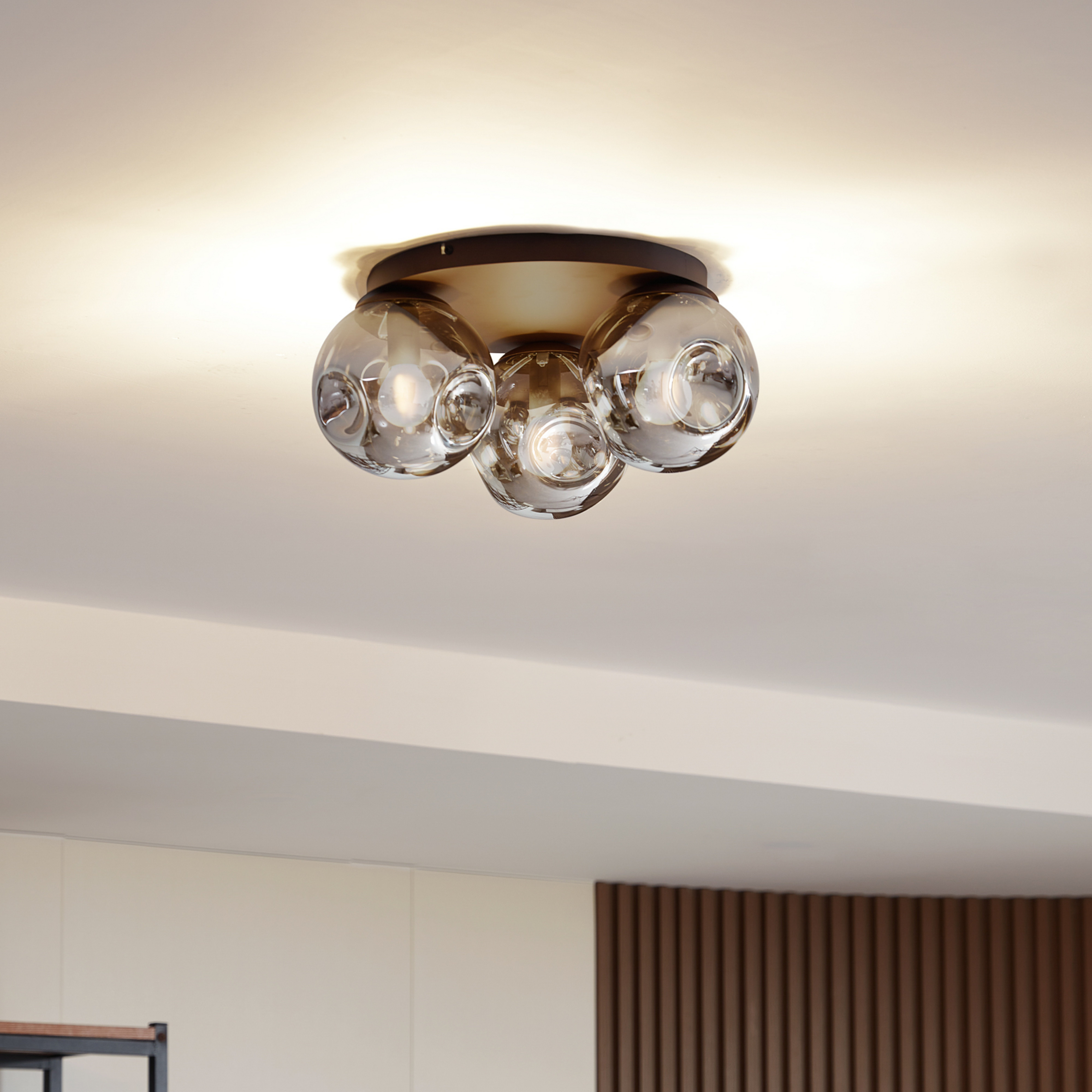 Lindby plafonnier Valentina, E14, gris, verre, Ø 36,6 cm