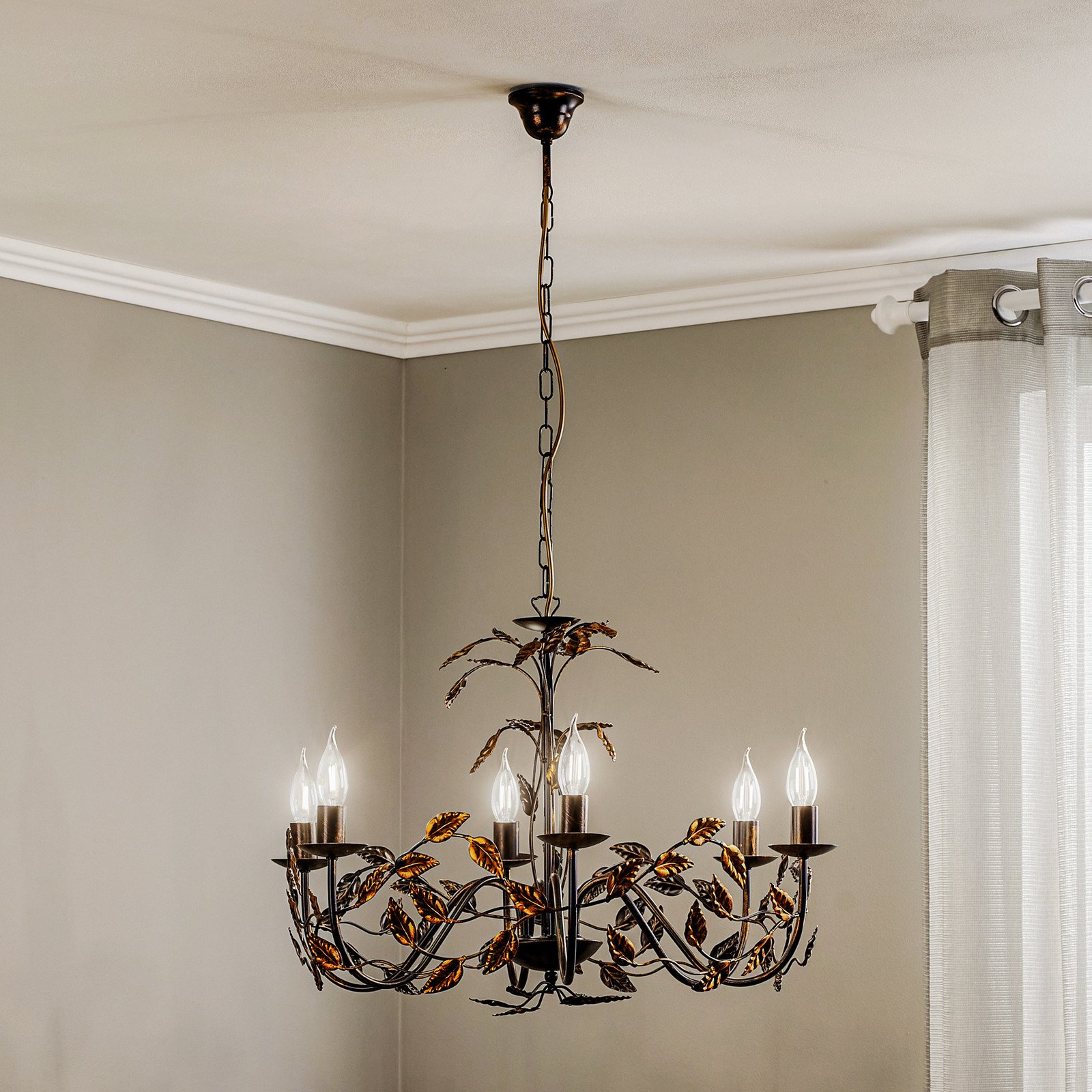 ONLI Candelabru Collana metal 6 becuri bronz - Camera de zi / sufragerie - Florentin