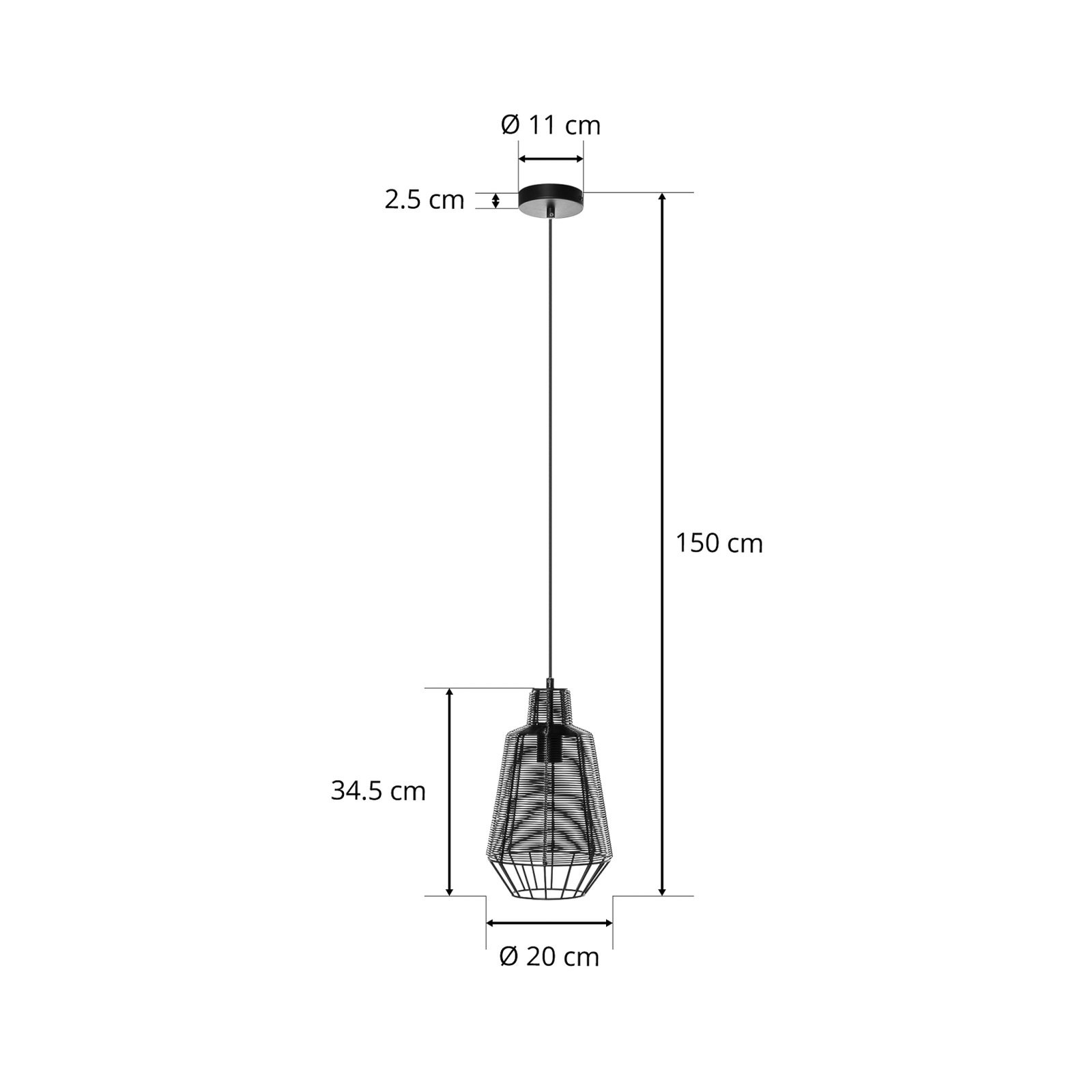 Lampa wisząca Lucande Tinko, czarna, 20 cm