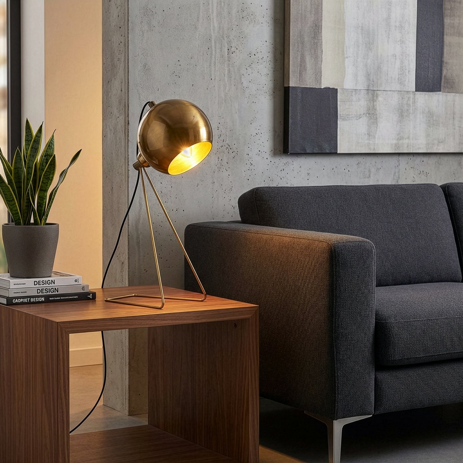 Tafellamp Mixed, messing, metaal, hoogte 45 cm, E14