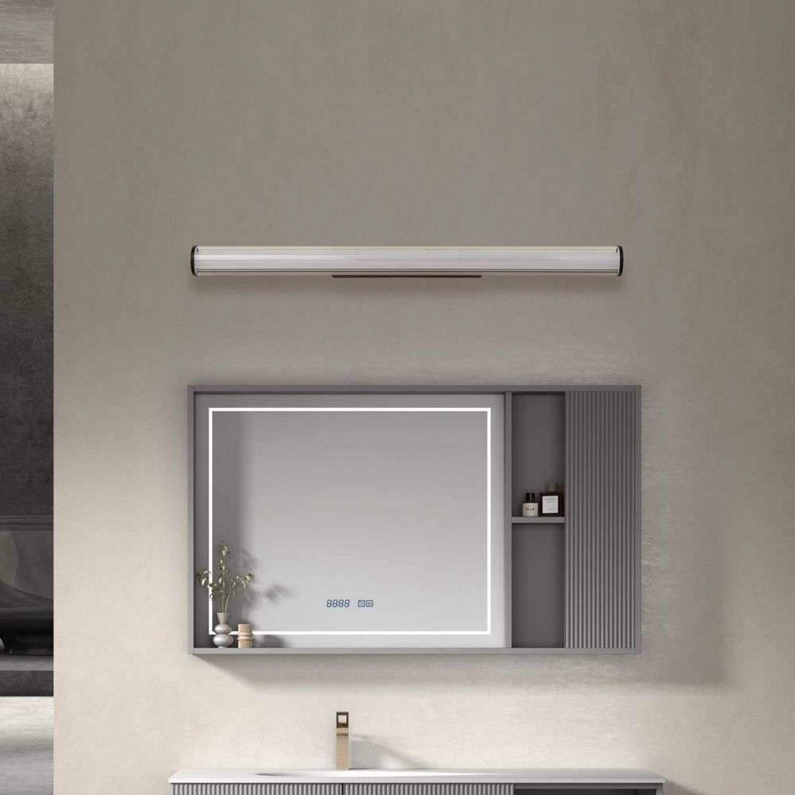 Kirka LED Aplique de Pared CCT IP44 Negro/Blanco - Lindby