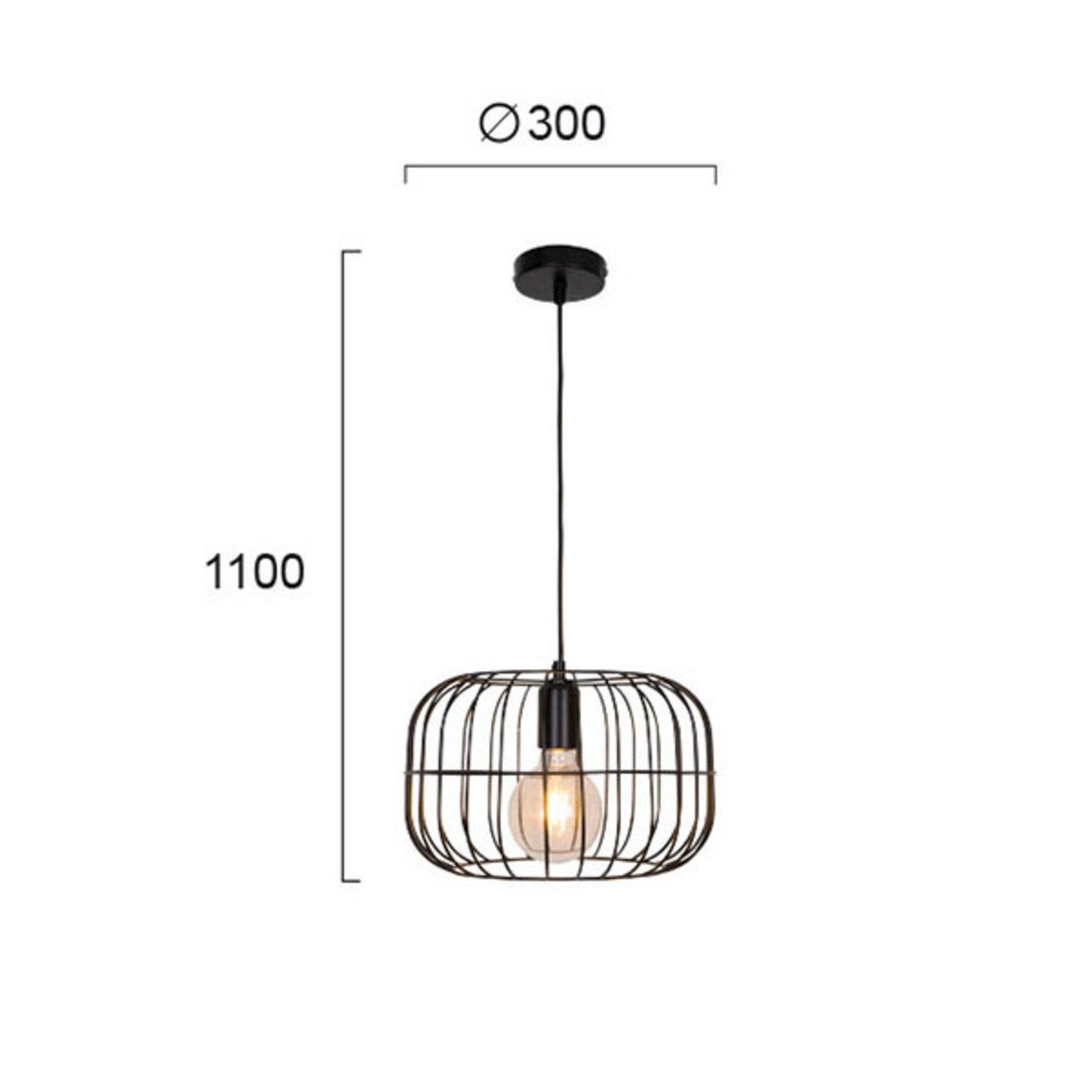 Lampă suspendată Zenith formă de colivie negru