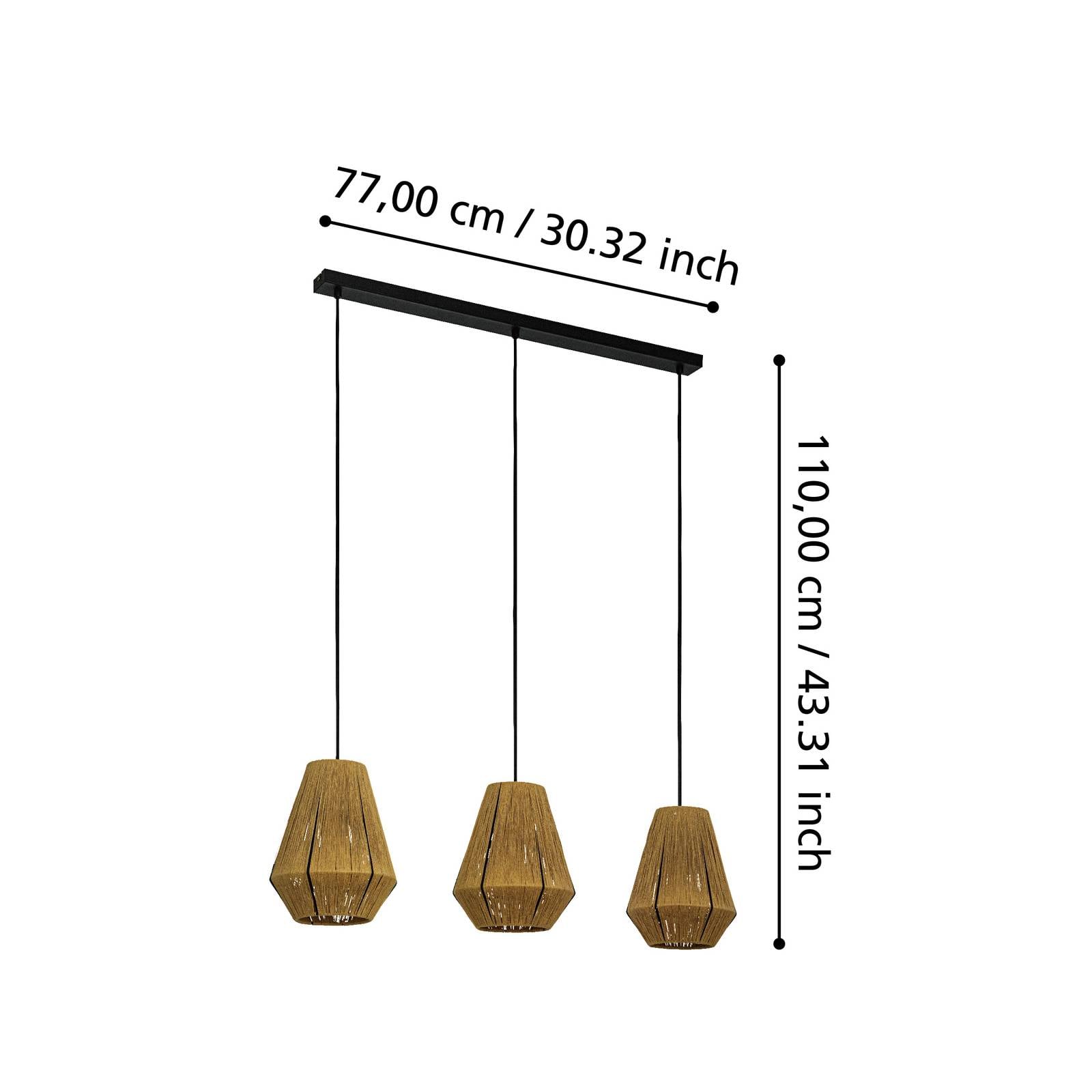 EGLO Suspension Alderney, 3 abat-jour en fil naturel