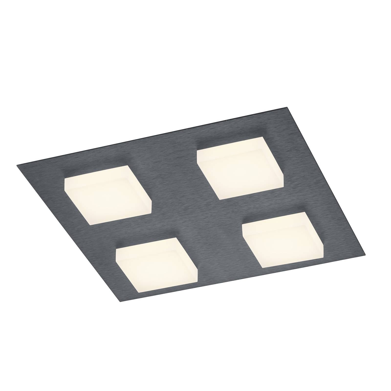 BANKAMP Luno LED ceiling light 4-bulb anthracite, for Living / Dining Room, aluminium, acrylic, 9 W, L: 30 cm, W: 30 cm, H: 5.5 cm