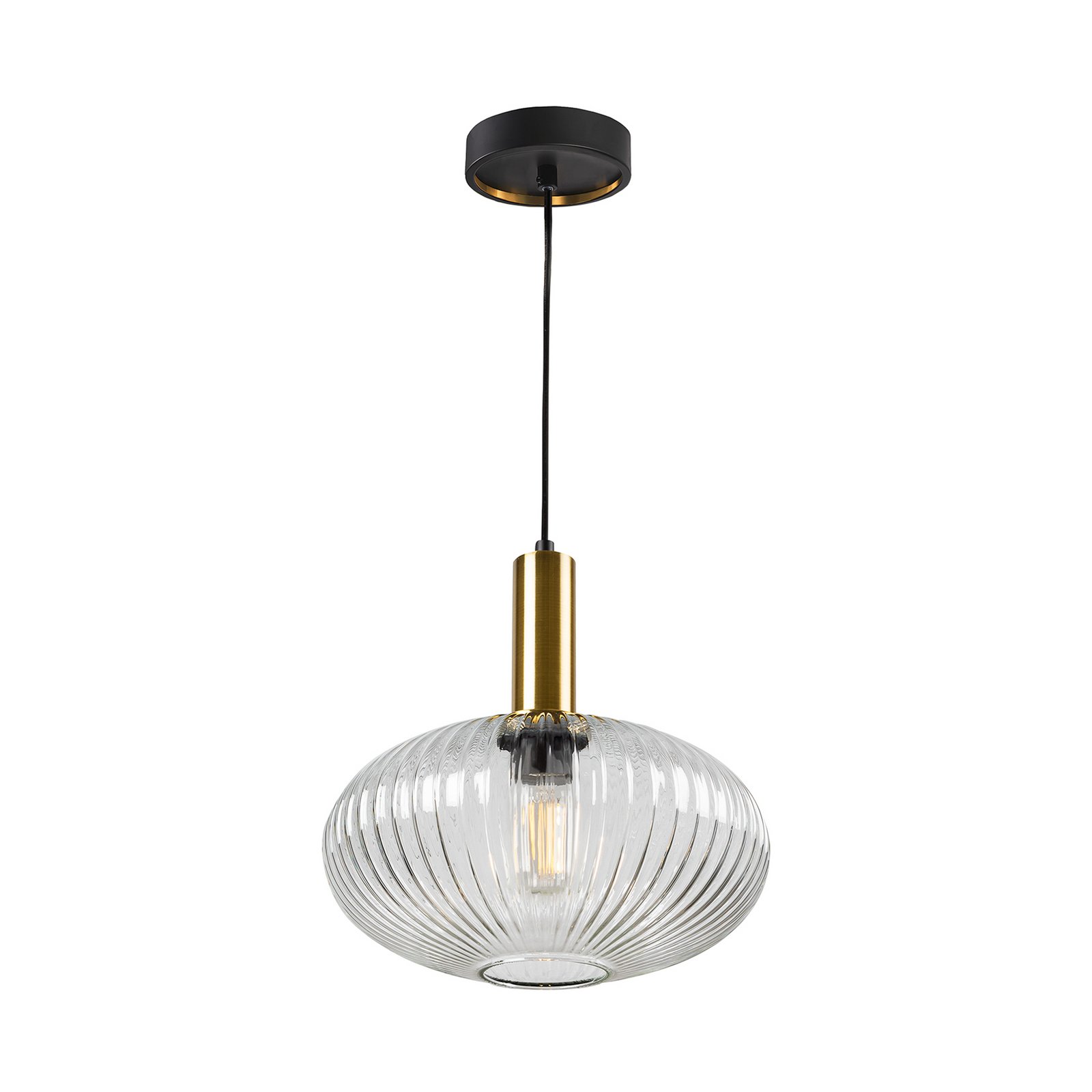 Norma piekaramais gaismeklis, Ø 30 cm, melns/caurspīdīgs, stikls, E27