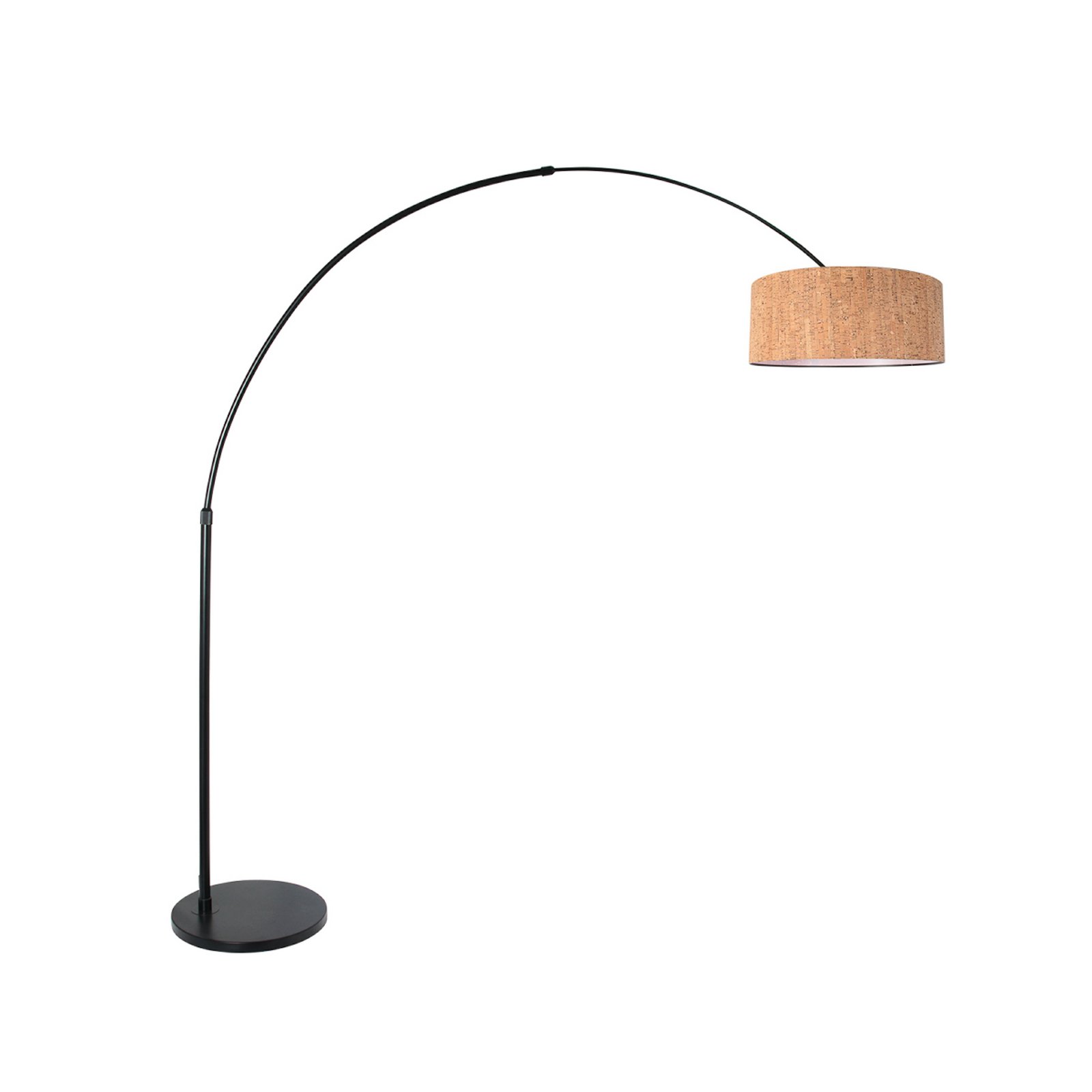 Boogstaande vloerlamp Sparkled Light, zwart/bruin, 240 cm, kurk