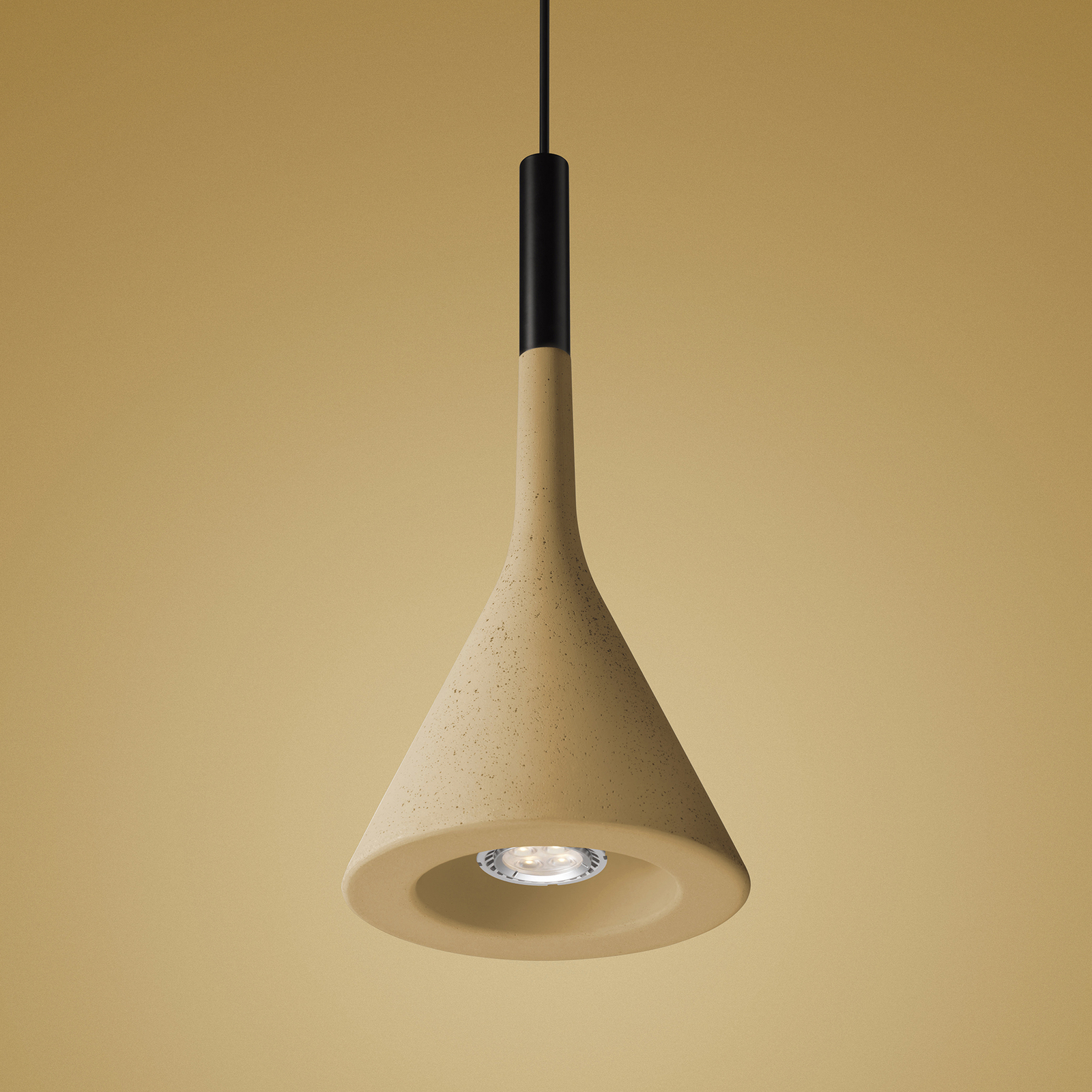 FOSCARINI Foscarini Aplomb hanging light GU10 yellow, for Kitchen, handcast concrete, aluminium, GU10, 8 W, energy efficiency: A+, H: 36 cm