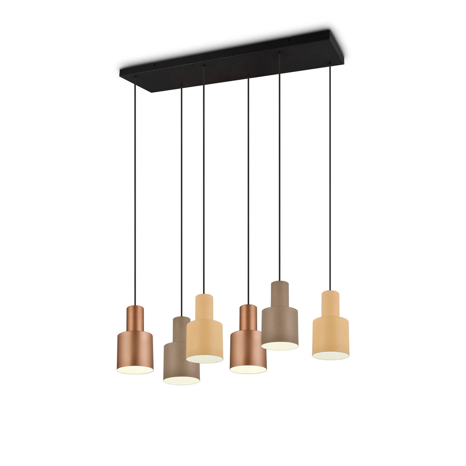 Hanglamp Agudo, meerkleurig, 6-lamps versprongen