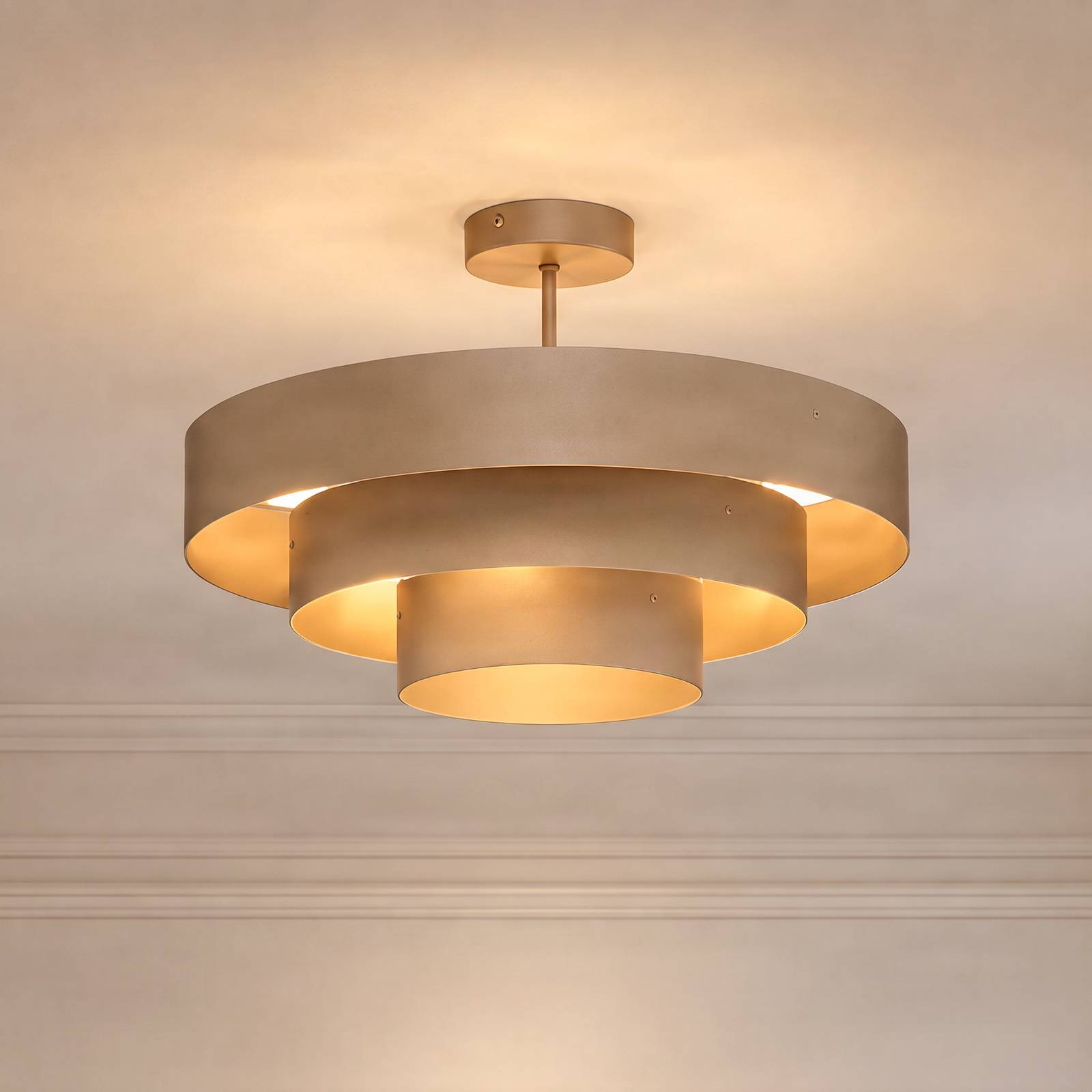Domiluce Plafondlamp Trio, grijs-beige, metaal