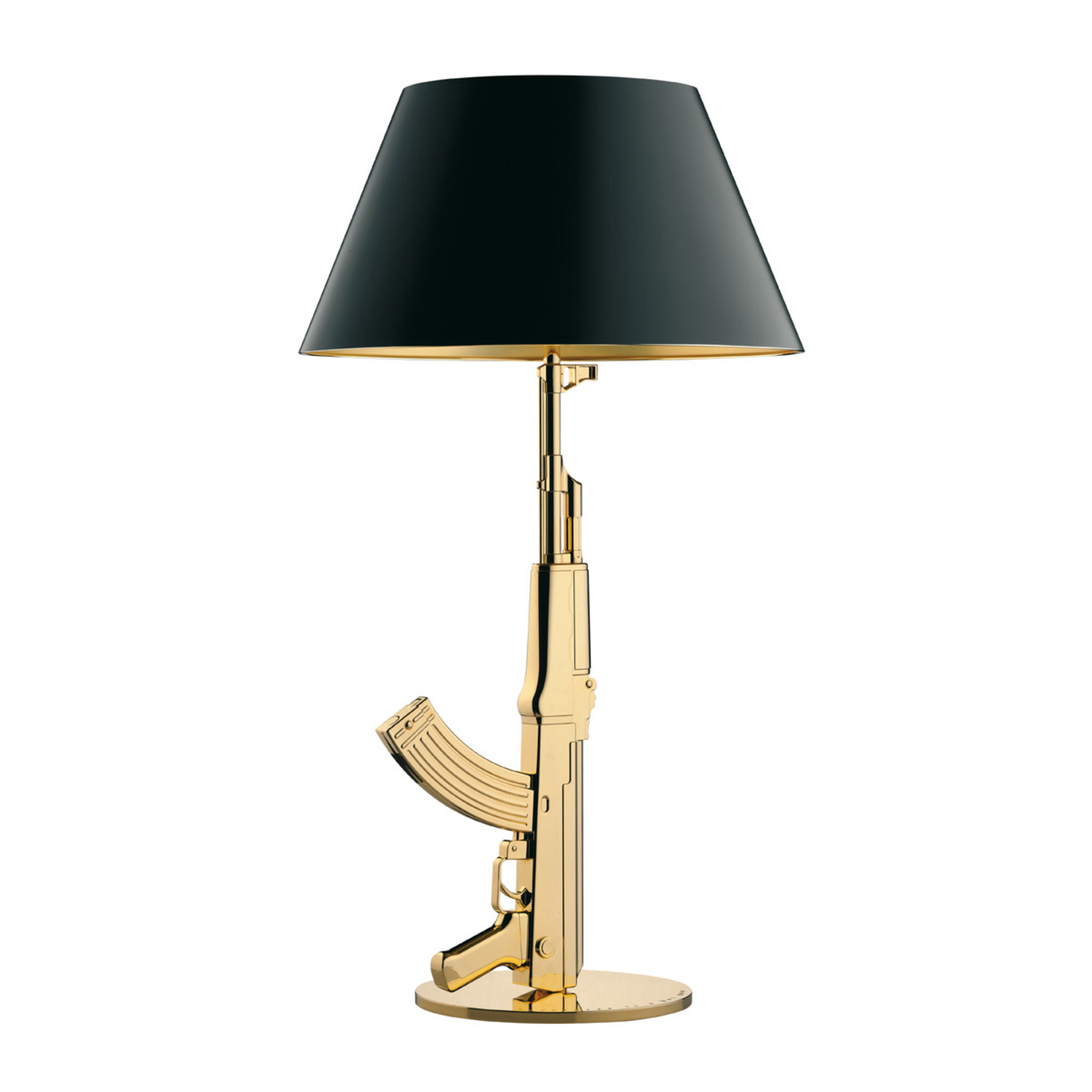 Flos Eye-catcher table lamp TABLE GUN, gold, for Living / Dining Room, Aluminium, plastic coated paper, E27, 105 W, energy efficiency: E, H: 92.4 cm