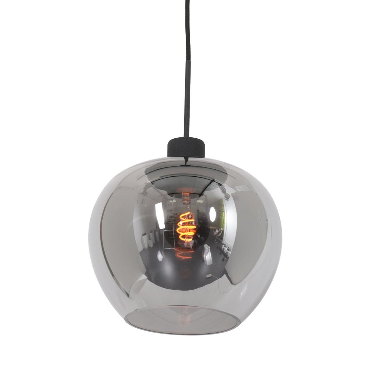 Suspension Lotus, noir, 1 lampe, verre, métal