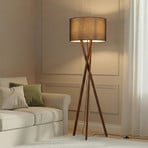 Lucande Stehlampe Auriane, Tripod, schwarz, Stoff, 160 cm