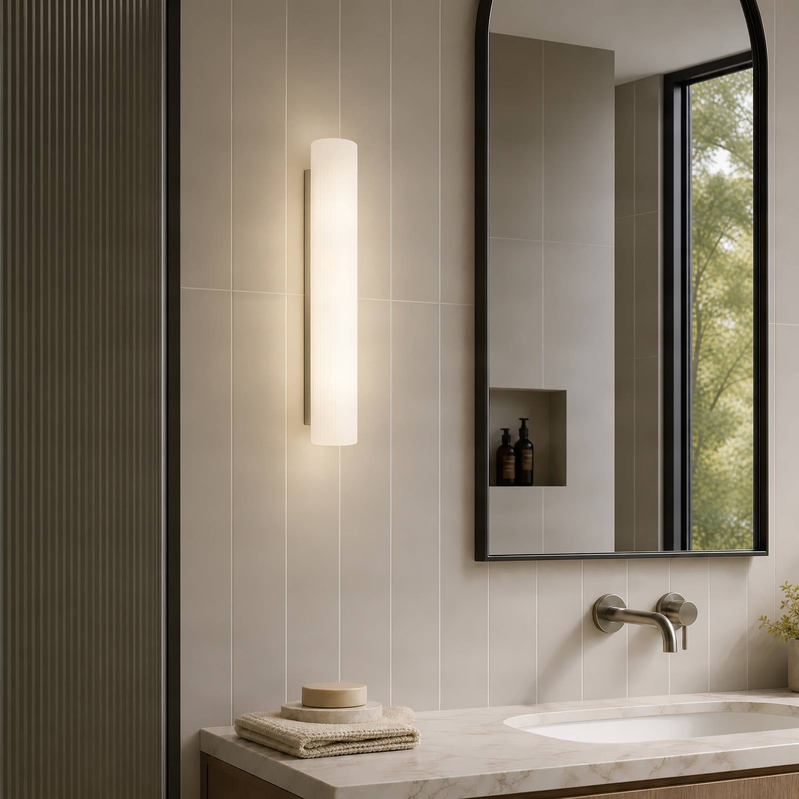 Lucande LED badkamer wandlamp Victoire, 50 cm, wit/chroom, CCT
