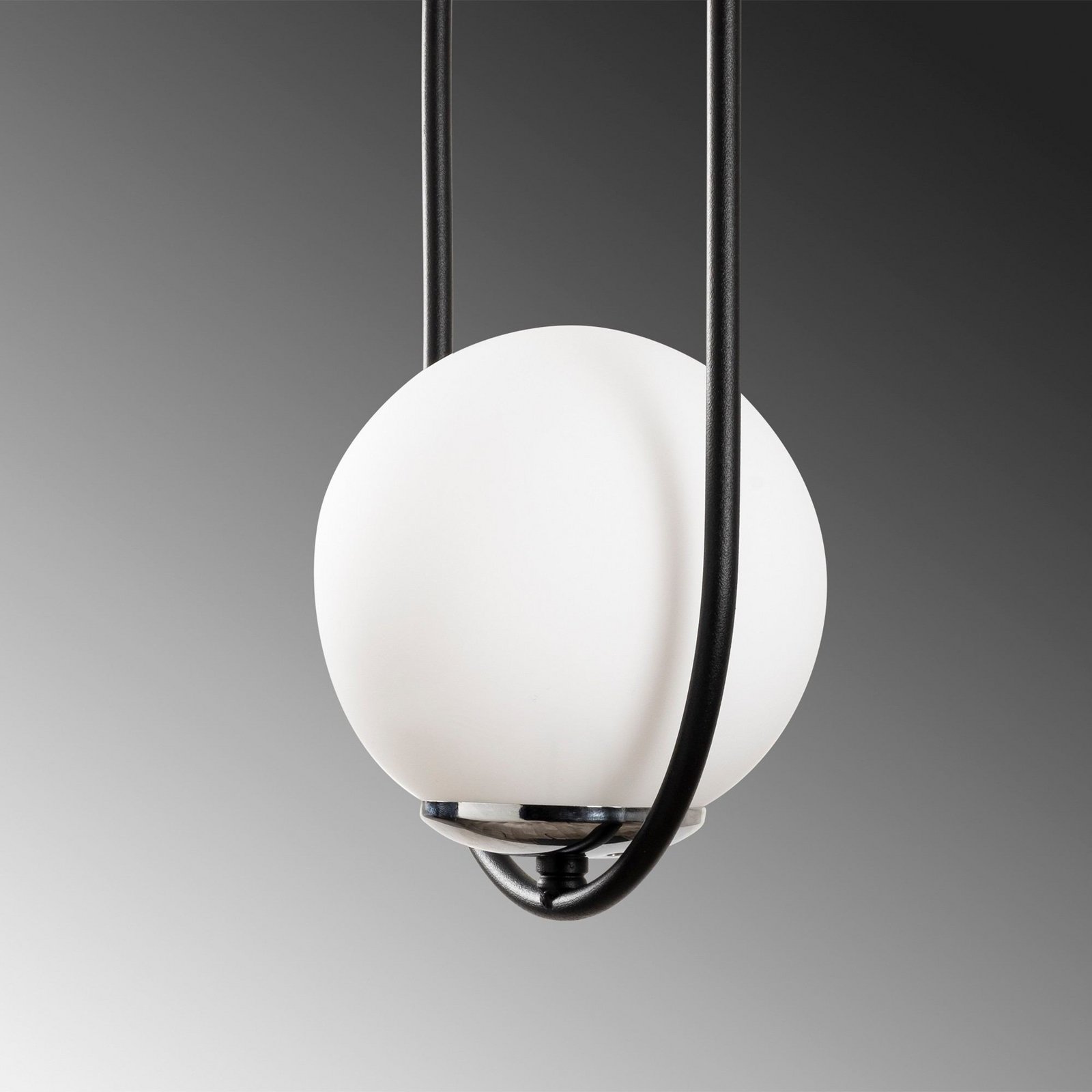 Mudoni pendant light, black/white, glass, metal, E27