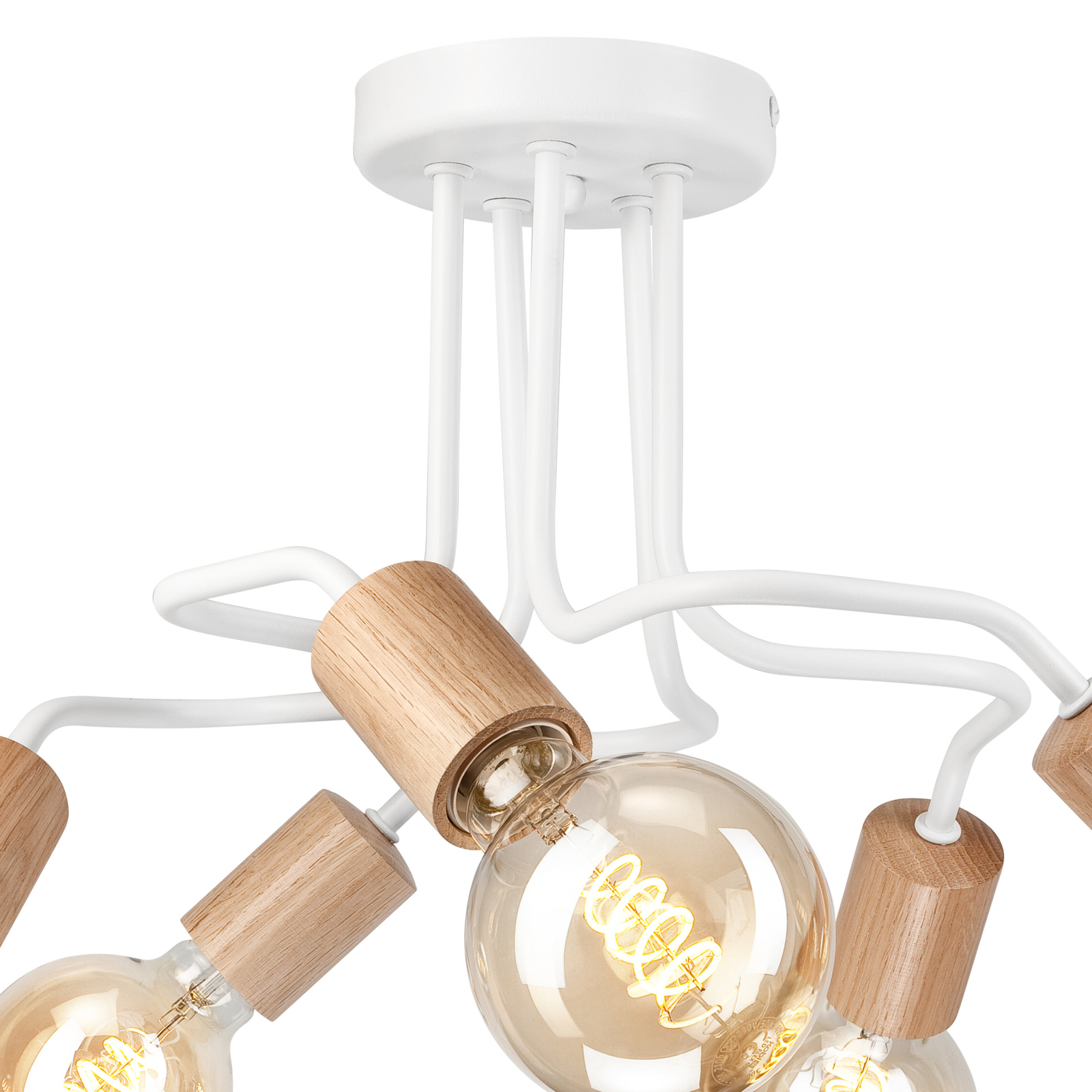 Envostar Joiy ceiling lamp 5-bulb distributed white/wood